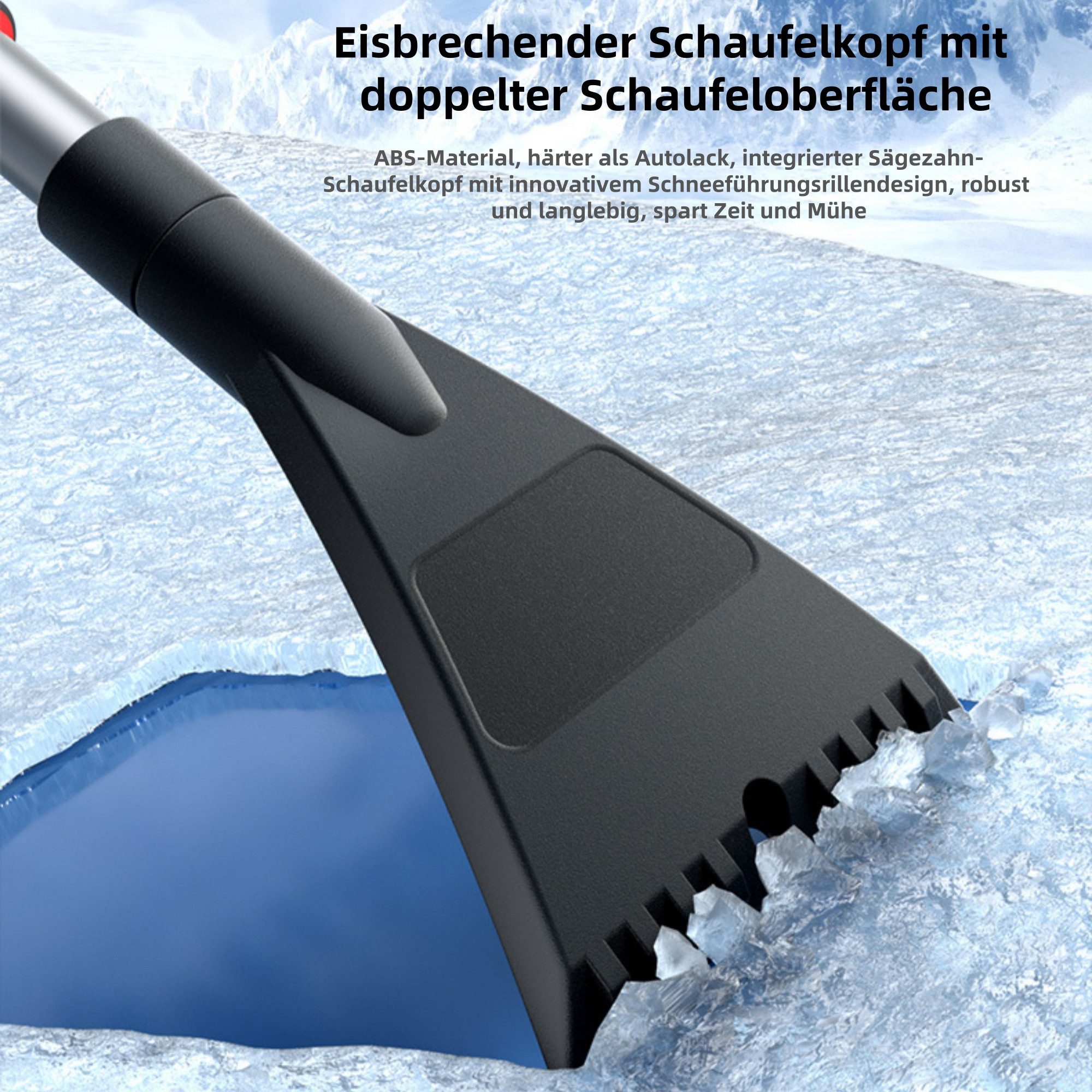 Kityhome Ice Scraper for Cars with Brush, Snow Brush, Telescopic Ice Scraper, Rotatable 66–88 cm Length, EVA Sponge Handle, Non-Slip and Frost-Resistant
