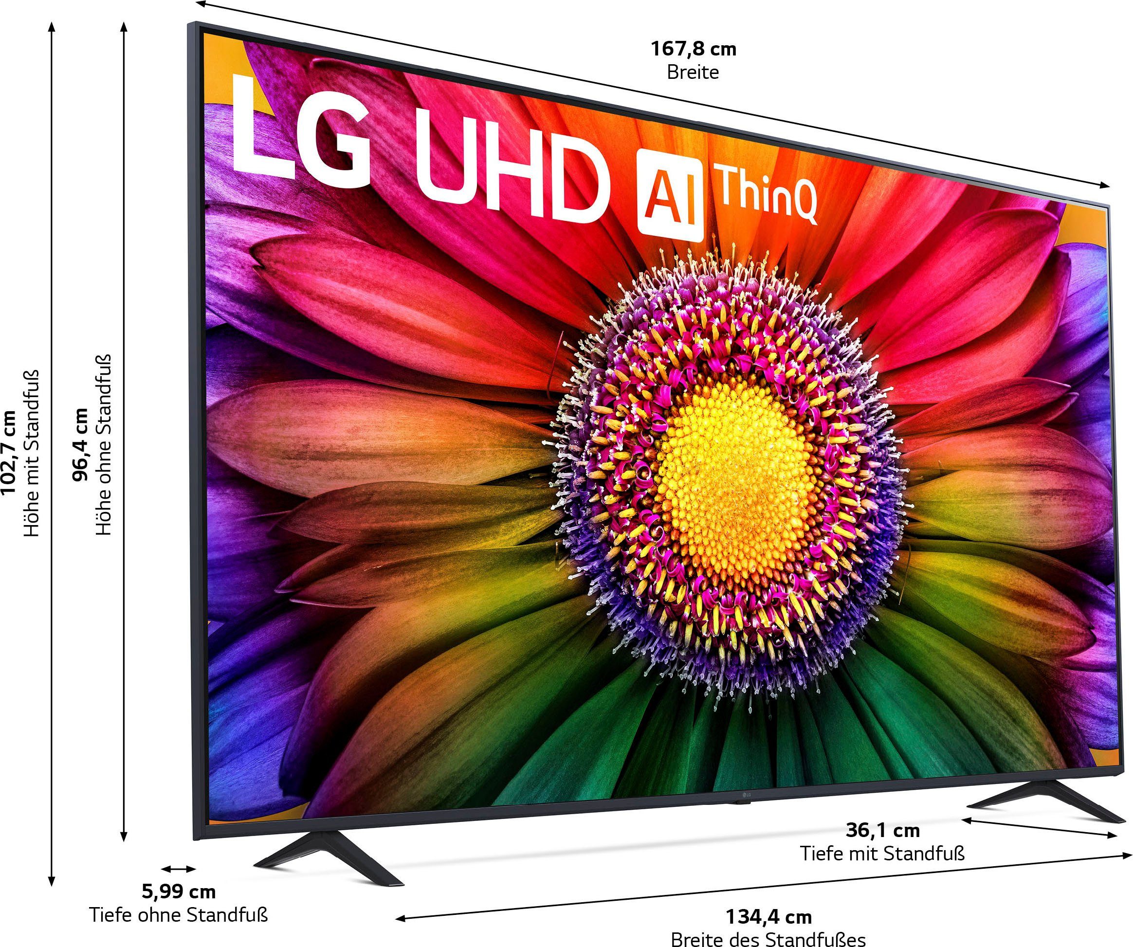 LG 75UR80006LJ LED-Fernseher Smart-TV, HD, 4K Sound 4K Pro,Filmmaker (189 Gen6 Zoll, AI-Prozessor,HDR10,AI UHD,α5 Mode) cm/75 Ultra