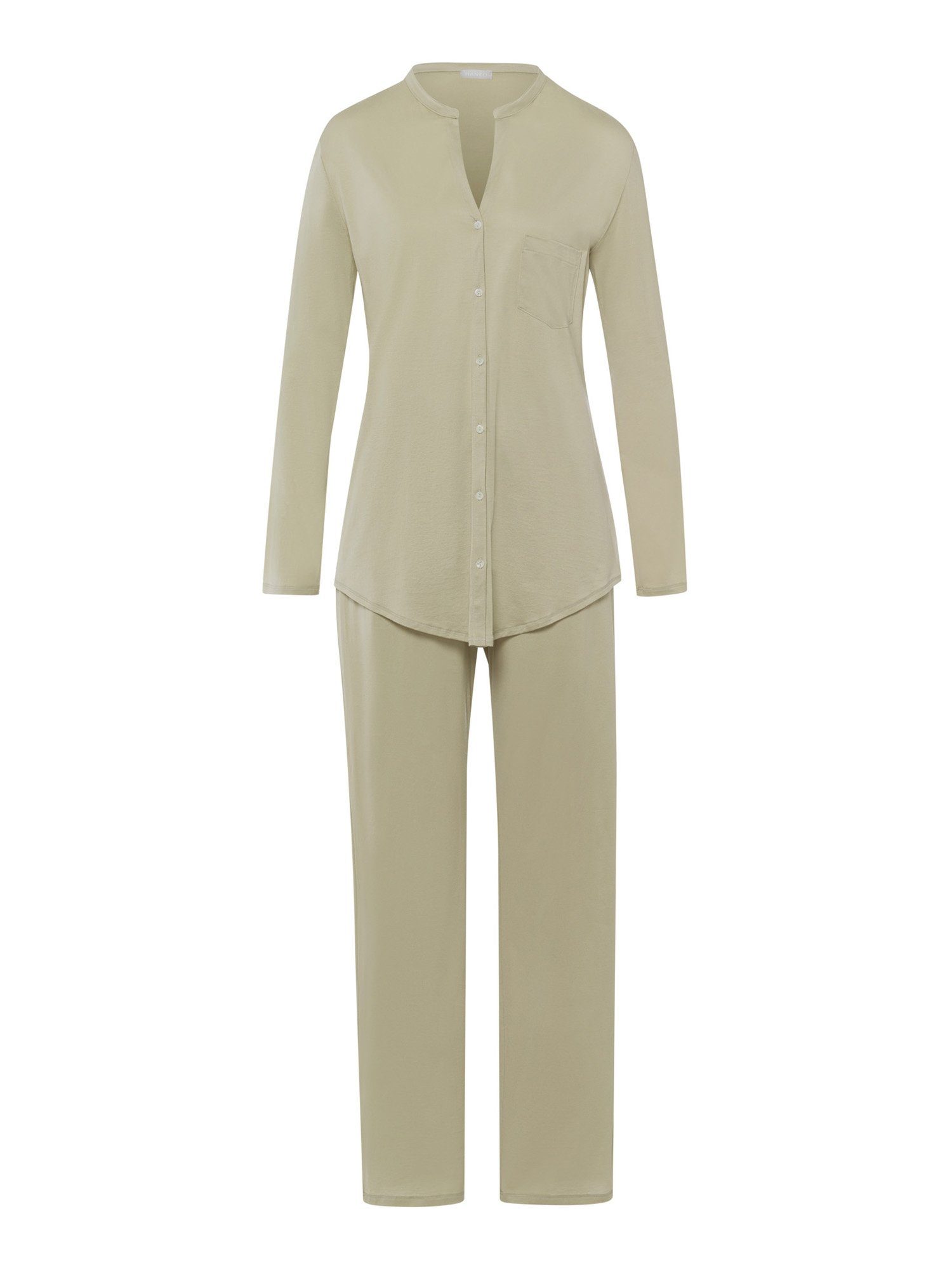 Hanro Pyjama Cotton Deluxe, Langarm (2 tlg) schlafanzug schlafmode bequem