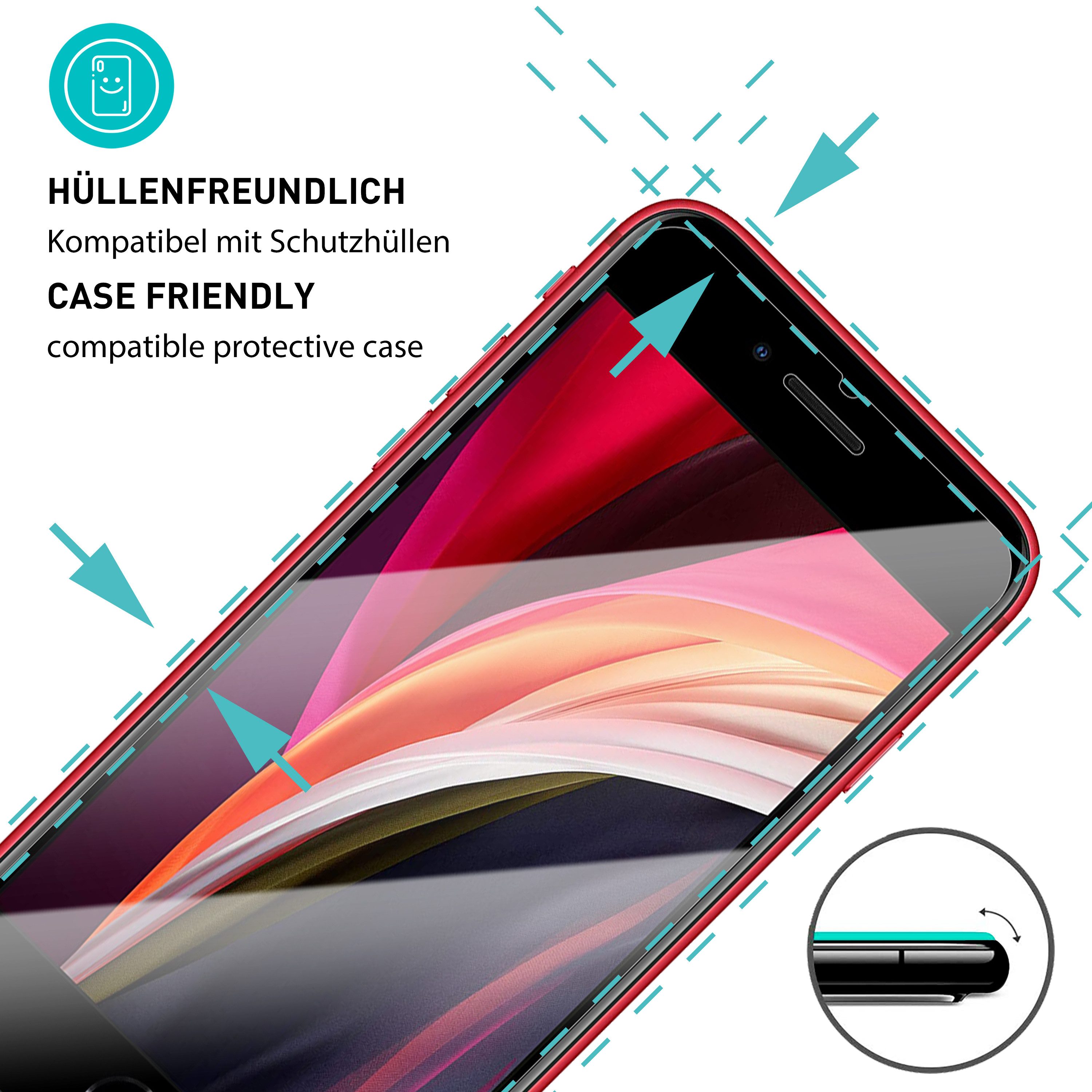 smartect Displayschutzglas Schutzglas Panzerfolie Klar für iPhone SE 2022 / 2020, Set, 3 Stück, Schutzfolie Glasschutz Bildschirm