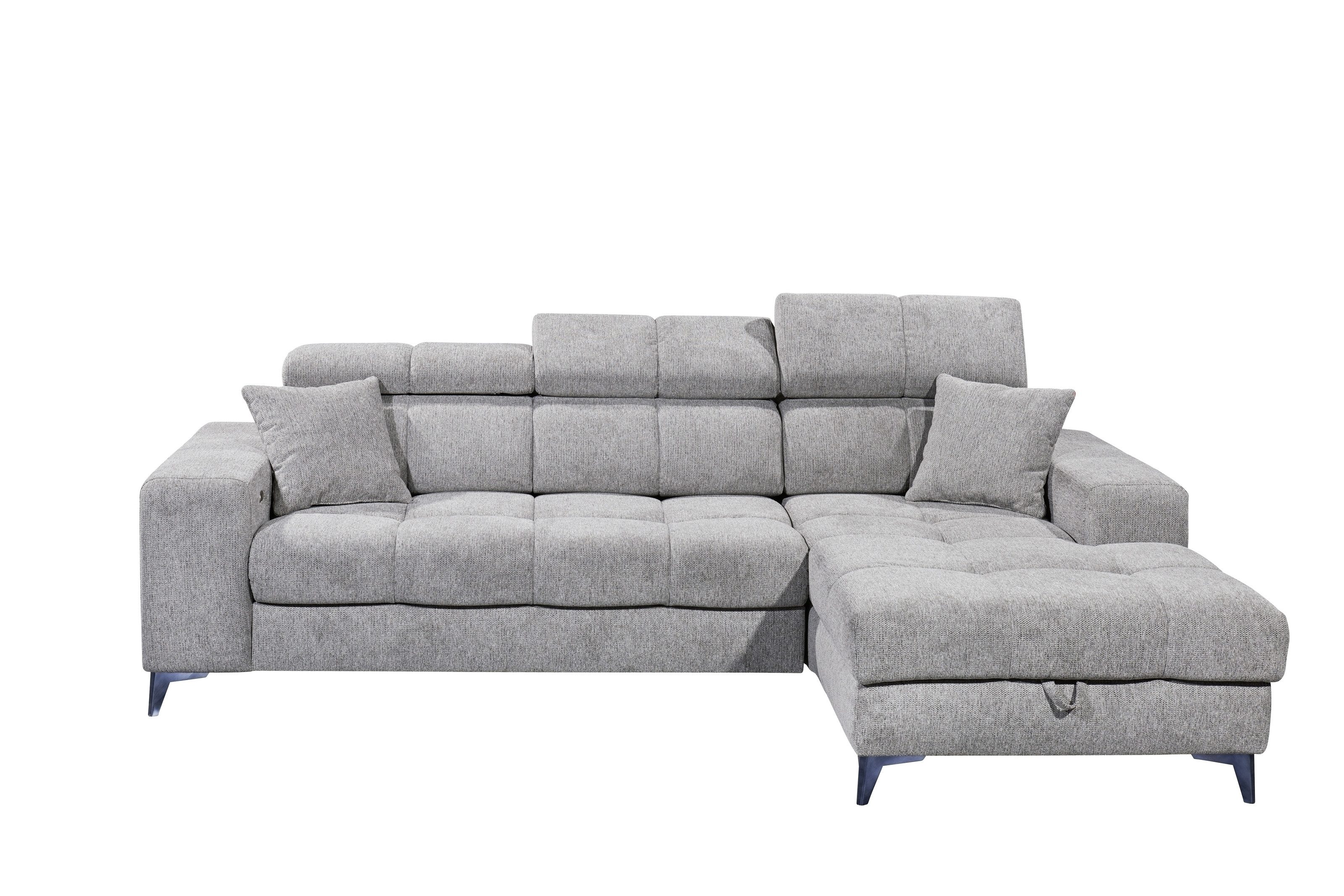 ED EXCITING DESIGN Ecksofa "Sydney L-Form mit Bettfunktion, Bettkasten, Kop günstig online kaufen