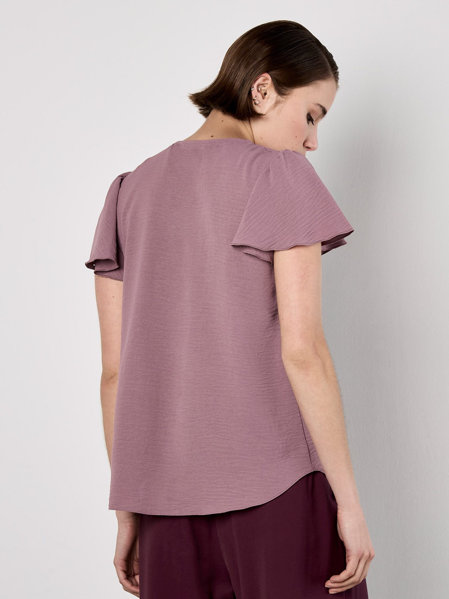 Apricot Shirtbluse Top mit Rüschen und Engelsärmeln