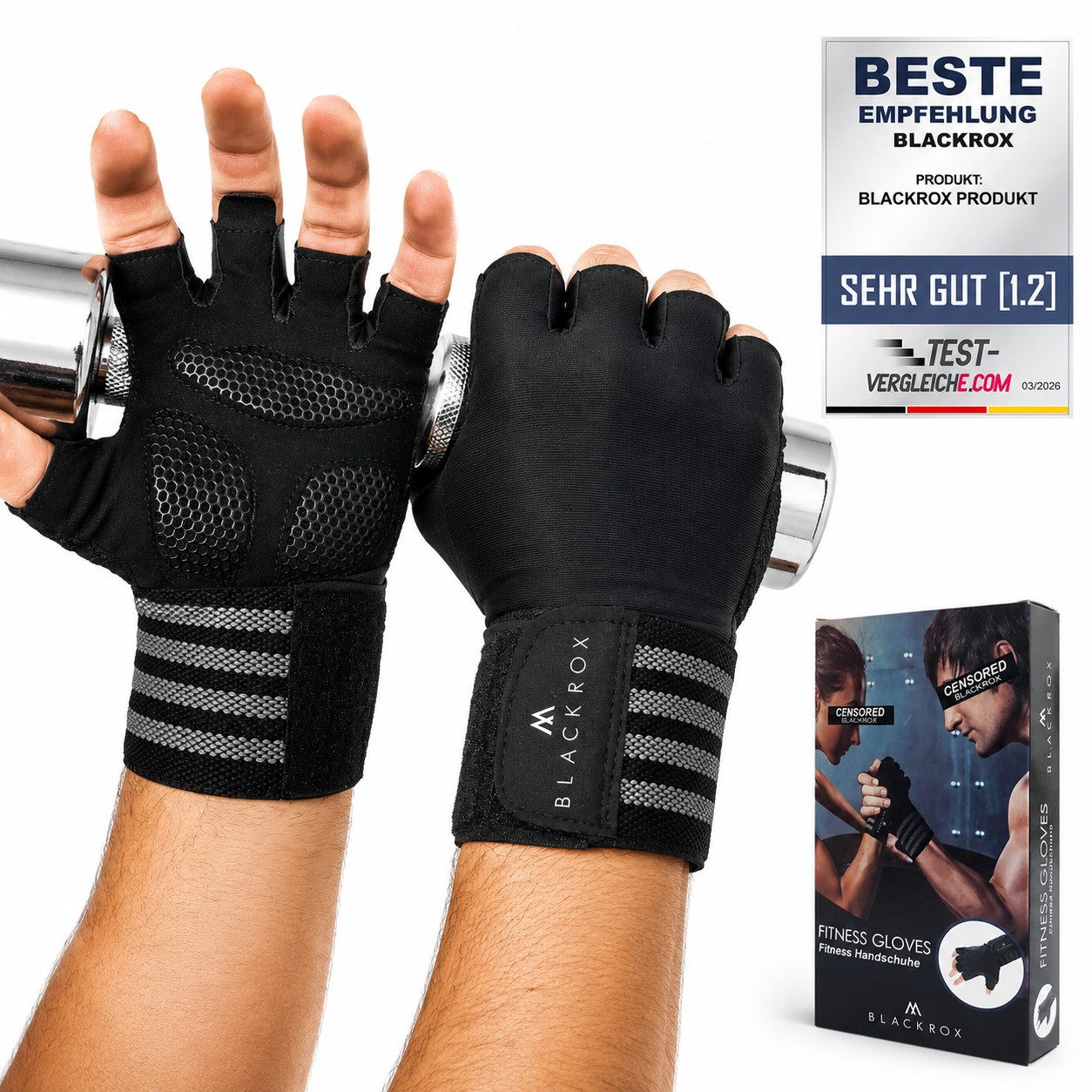 BLACKROX Trainingshandschuhe [Vergleichssieger 2026] Fitnesshandschuhe, Gr. M-XL, Damen & Herren