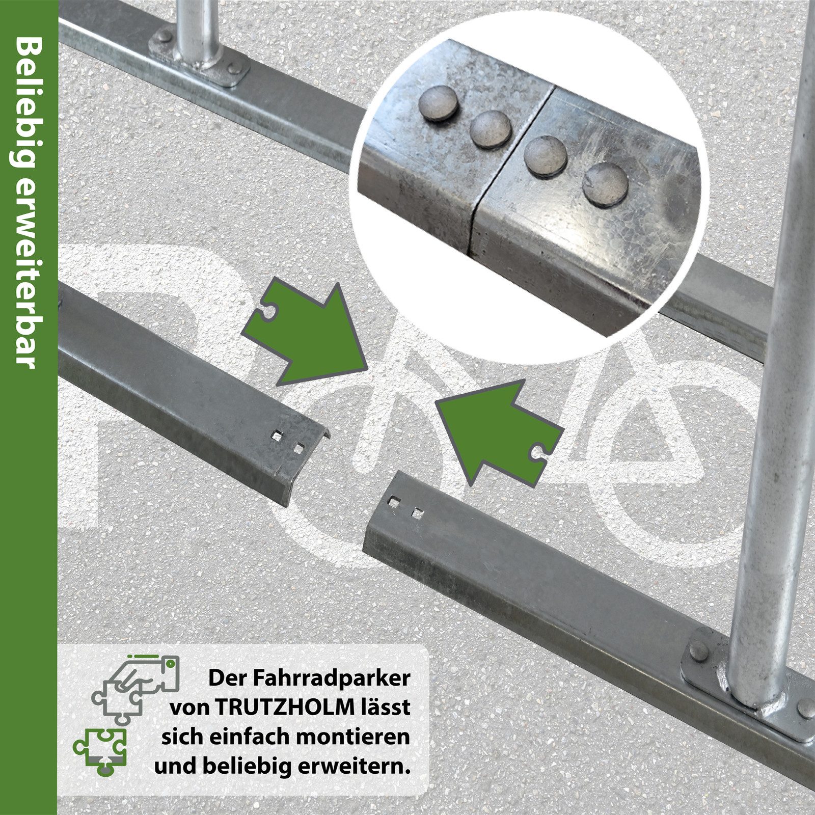 TRUTZHOLM Fahrradständer Fahrradparker 140x43x88 cm Anlehnbügel bis zu 4 Stellplätze (Artikel, 2-St), erweiterbar