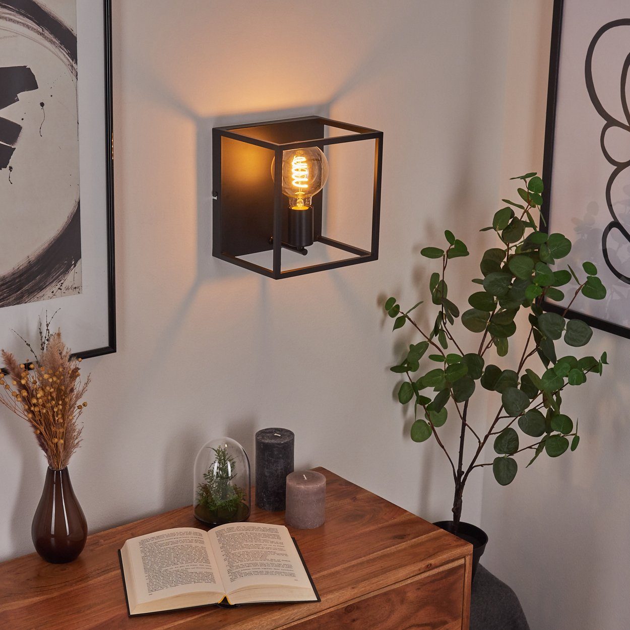 hofstein Wandleuchte »Palazzetto« moderne Wandlampe aus Metall in Schwarz, günstig online kaufen