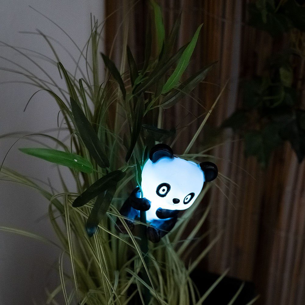 Erdspieß Dekoleuchte Warmweiß, LED-Leuchtmittel Aussen fest LED Solarleuchte, Außen Solarleuchte Panda verbaut, etc-shop Solarlampe