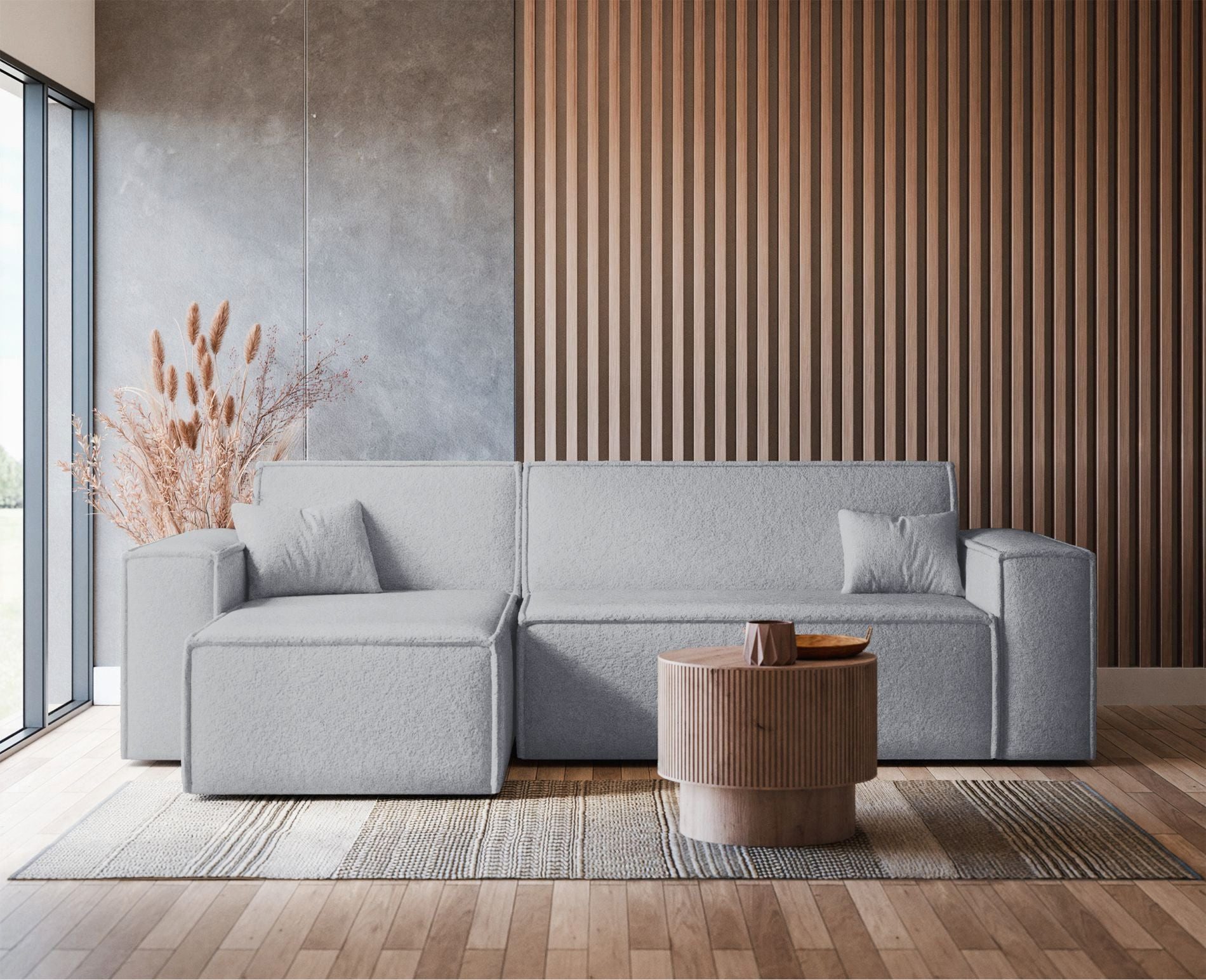 Selsey Ecksofa SCARLO, mit Schlaffunktion, Bettkasten und Bouclé-Bezug
