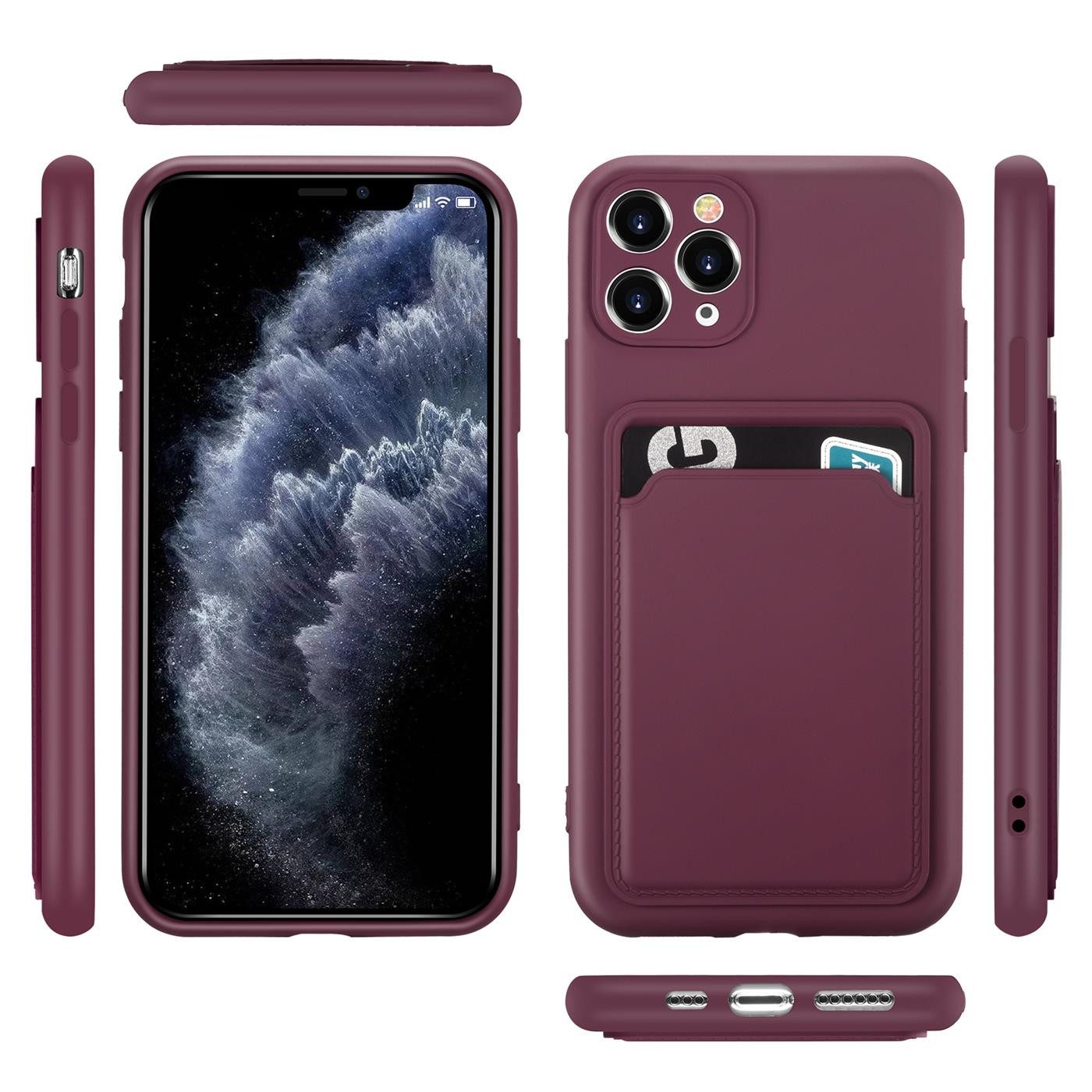 CoolGadget Handyhülle Schutzhülle mit Kartenfach für Apple iPhone 11 Pro Max 6,5 Zoll, Silikon Case Slim TPU Cover Tasche mit Aufbewahrung EC Karte Ausweis