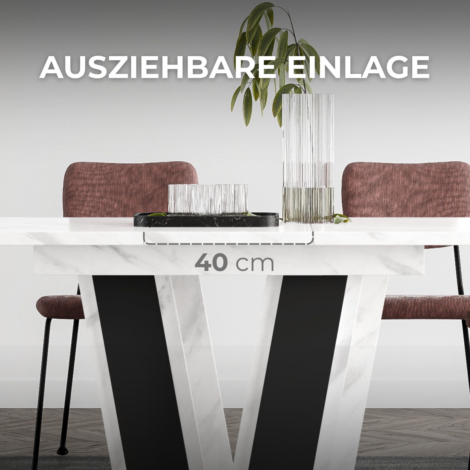 Home Collective Esstisch ausziehbar Tisch Küchentisch Esszimmertisch Ausziehtisch 120 / 140 cm (wählbar in 120-160 oder 140-180 x 80 cm Esszimmer Küche Wohnzimm – Bild 4 von 5