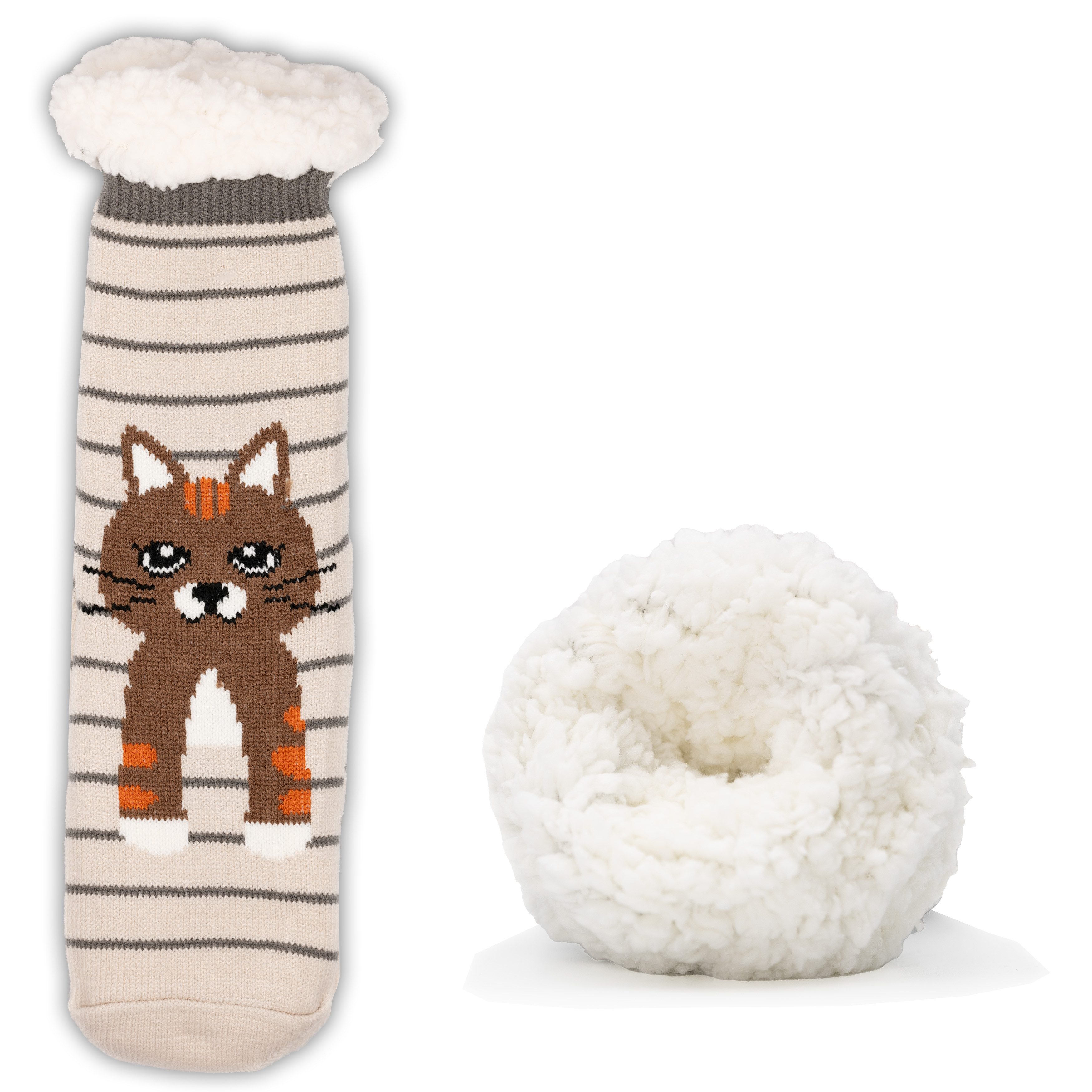 Frostfighter Haussocken Damen Hüttensocken mit ABS Stoppersohle (1-Paar) Hüttenschuhe, Wolkenfutter, dicke sehr warme gefütterte Socken