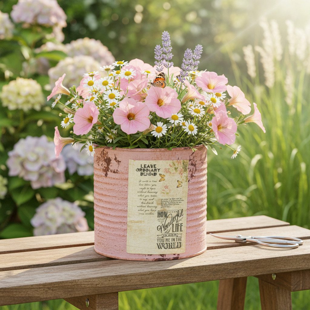 Florists Products Übertopf Deko Pflanzgefäß Metall im Vintage Design für Shabby Chic Deko