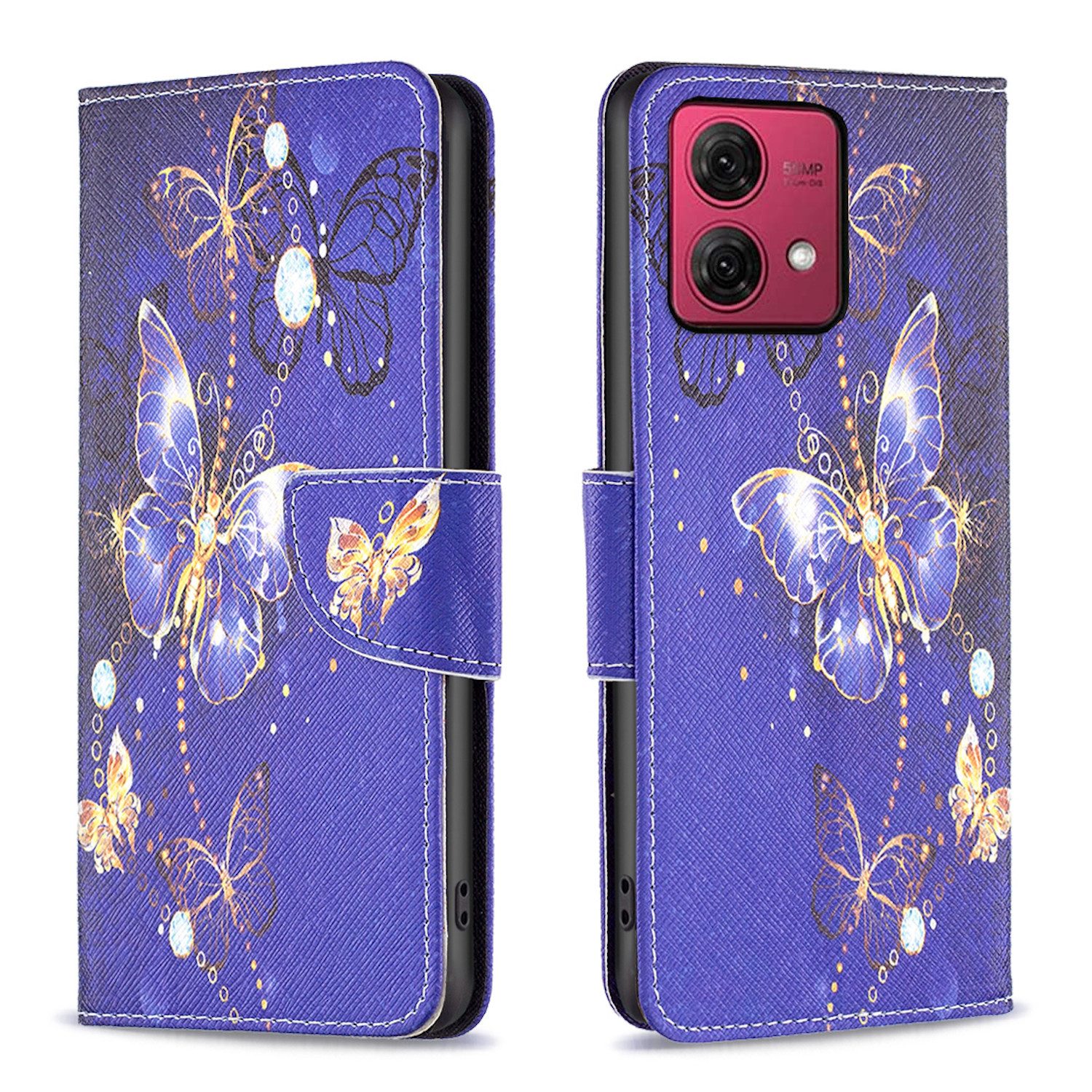 Wigento Handyhülle Für Motorola Moto G84 5G Kunst Leder Book Wallet Schutz Tasche Motiv 6