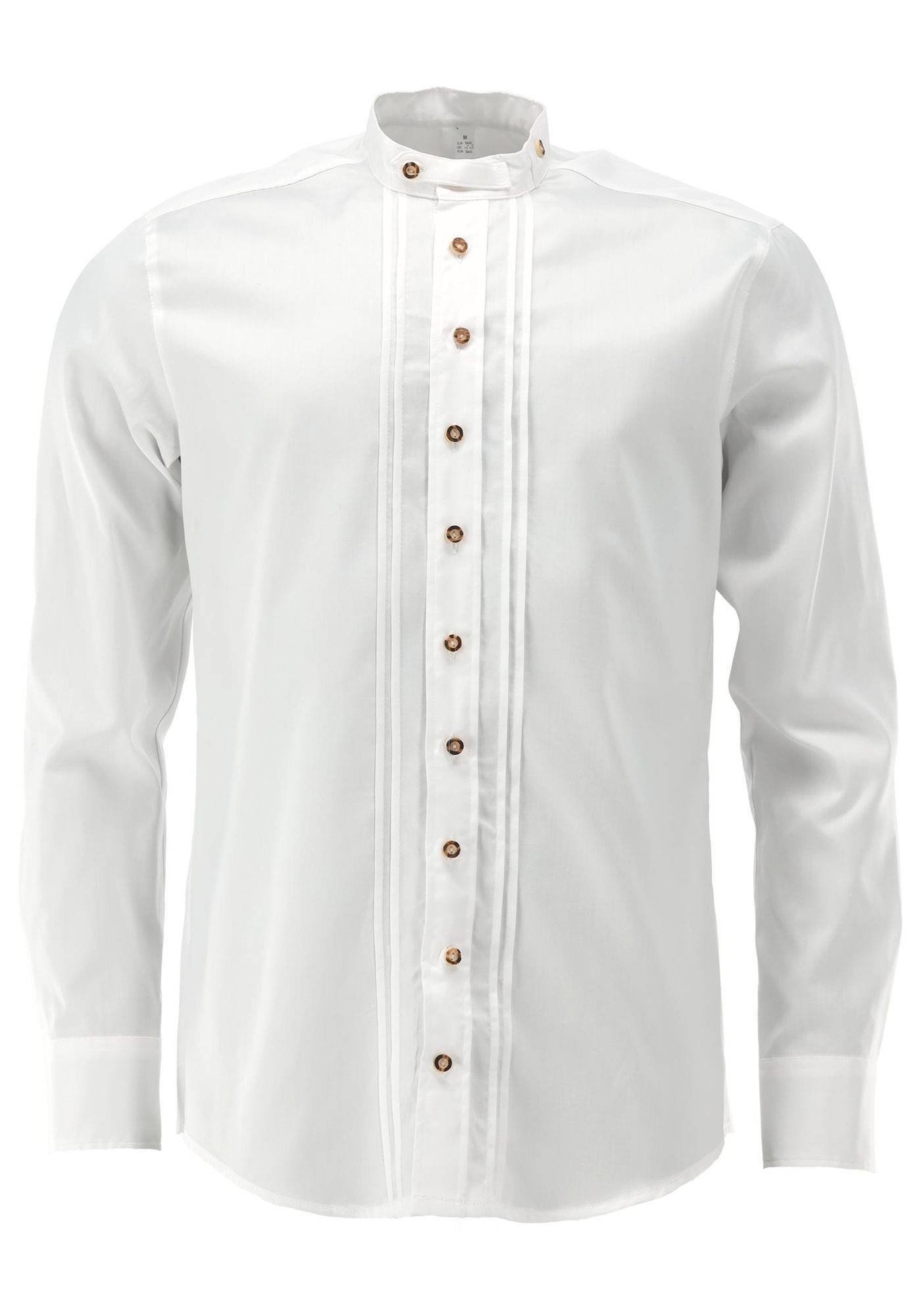 OS-Trachten Trachtenhemd Clire Herren Langarmhemd mit 2x2 Biesen weiß