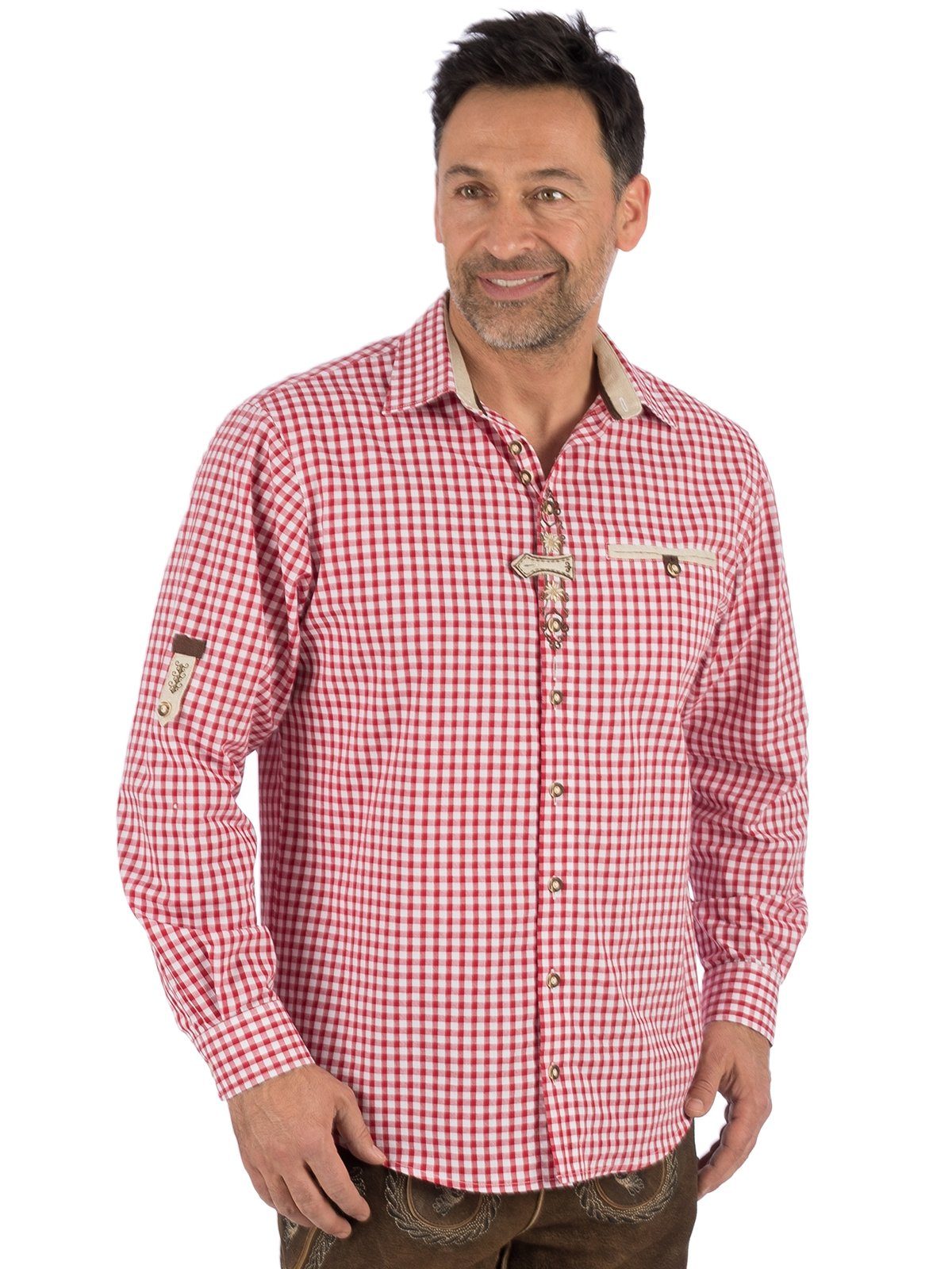 OS-Trachten Trachtenhemd karo rot (Regular Fit) DACHSTEIN Trachtenhemd