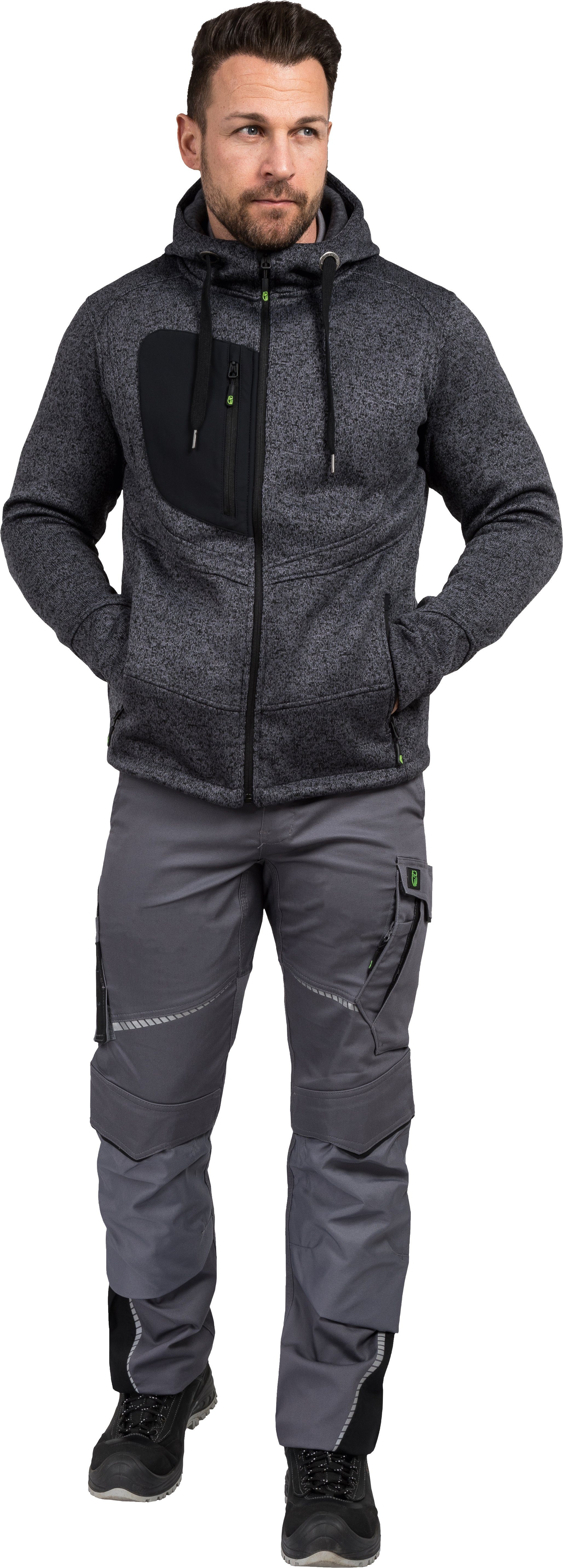 Leibwächter Kapuzenstrickjacke Casual-Line Strickjacke Unisex (Zip-Hoodie mit weicher Innenseite) Jackensaum mit Gummizug, verstellbare Kapuze mit Flachkordel
