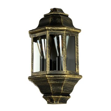 Licht-Erlebnisse Außen-Wandleuchte LIVORNO, ohne Leuchtmittel, Rustikale Wandlampe für außen Gold Antik Schiffsleuchte
