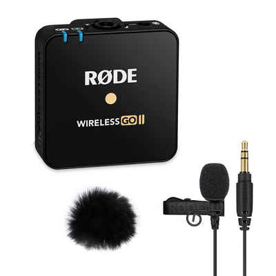 RØDE Mikrofon Wireless GO II TX Sender-Modul (gebühren- und anmeldefreies 2,4-GHz-Band), mit Lavalier Go und Windschutz
