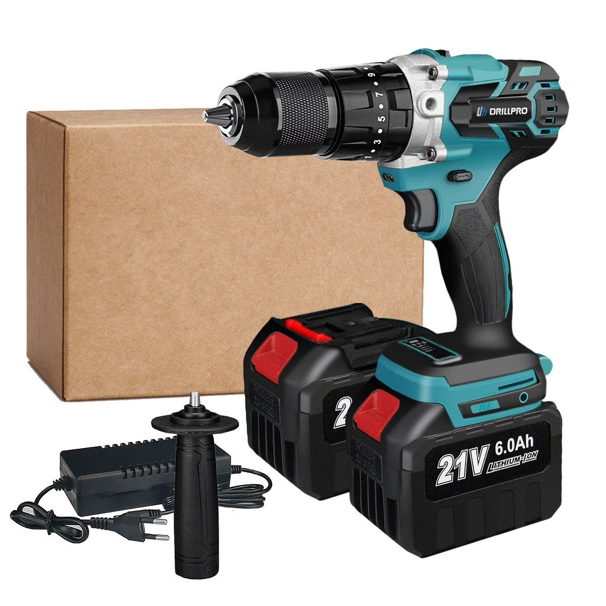 Insma Akku-Schrauber, 1800,00 U/min, 120,00 Nm, (3 in 1 Bürstenloser Akku-Bohrschrauber 20+3 Gänge), mit 1/2" Schnellspannbohrfutter, 2 Akku, LED-Licht