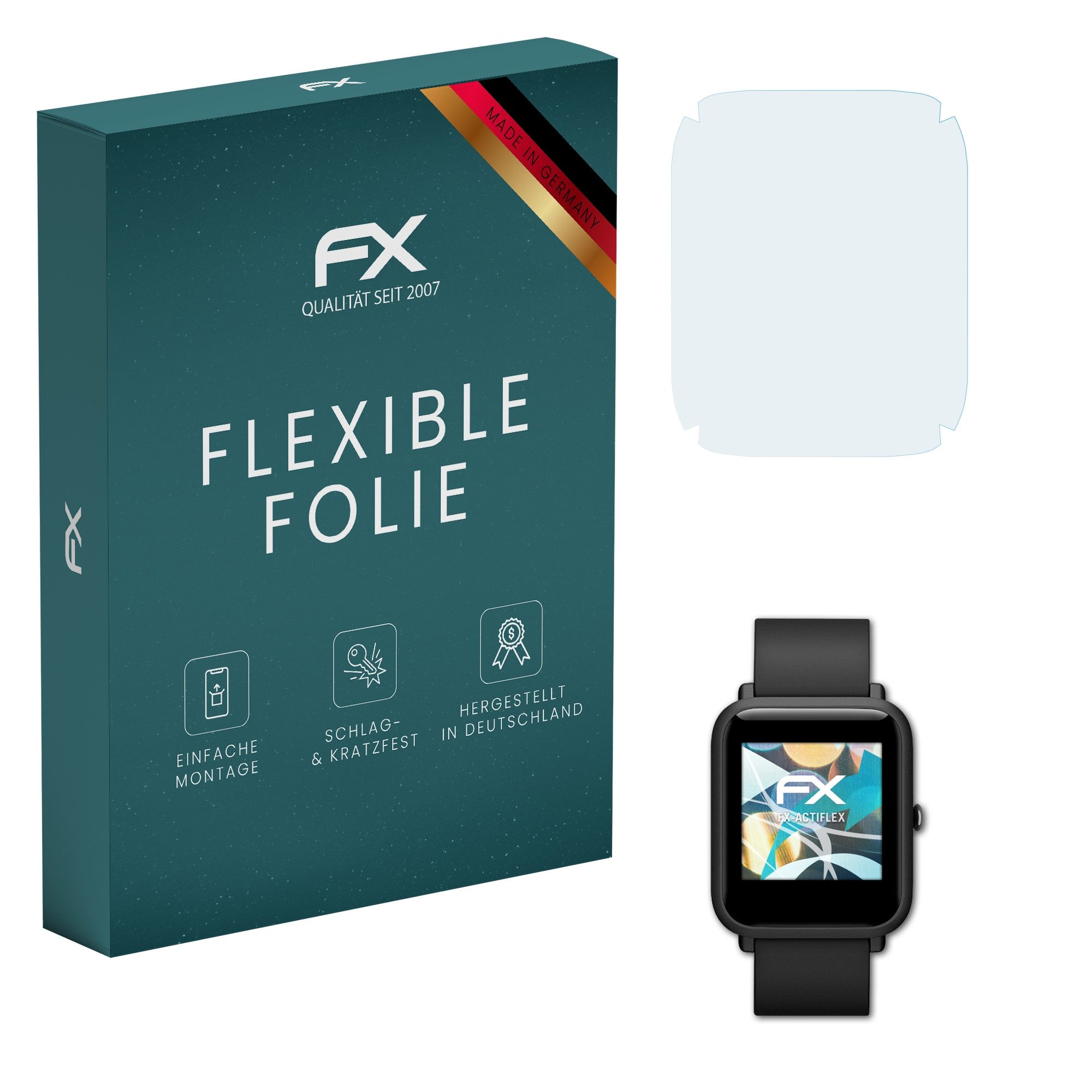 atFoliX Schutzfolie Displayschutzfolie für Amazfit Bip, (3 Folien), Ultraklar und flexibel