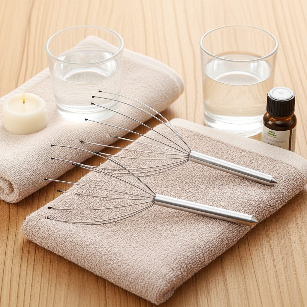 Casativo Massagebürste Kopfmassage Spinne mit 12 Wohlfühl-Noppen & glattem Griff Entspannung, 2-tlg., 1er-Set & 2er-Set & 4er-Set, 12 flexible Massage-Fühler mit sanften Wohlfühl-Noppen/belebt Körper