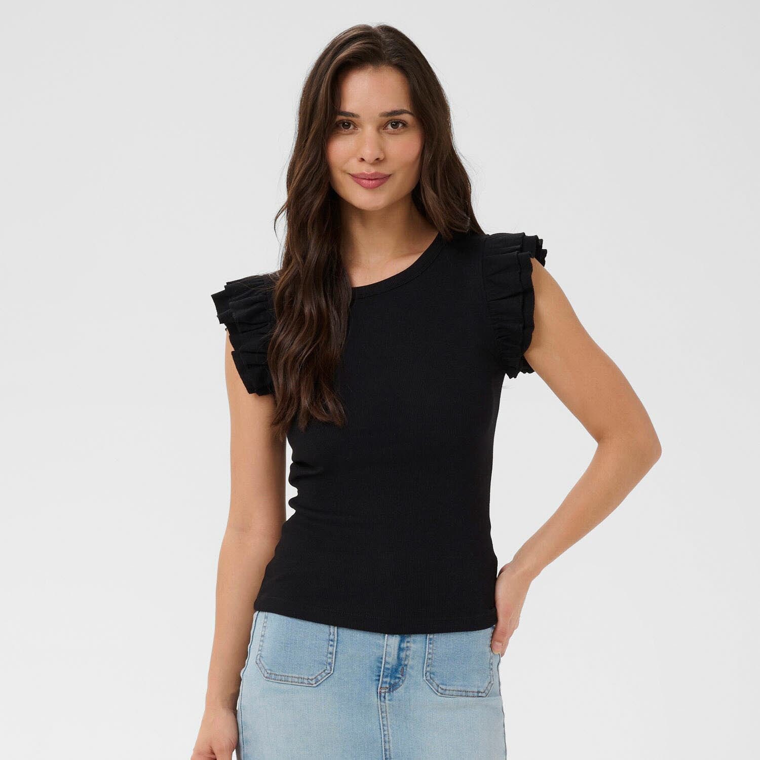 KAFFE T-Shirt KAcarna Flounce Top