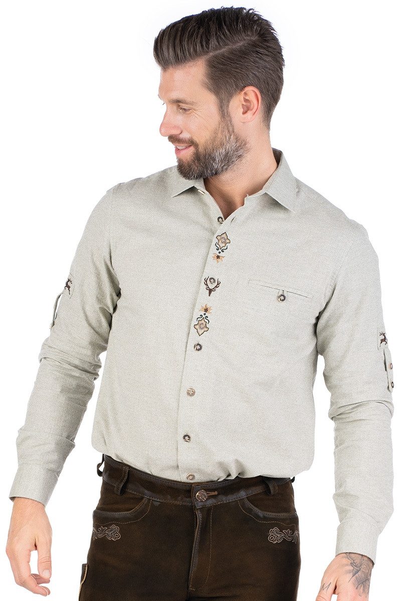 Orbis Textil GmbH & Co. KG Trachtenhemd Trachtenhemd - AGNUS - mittelgrün