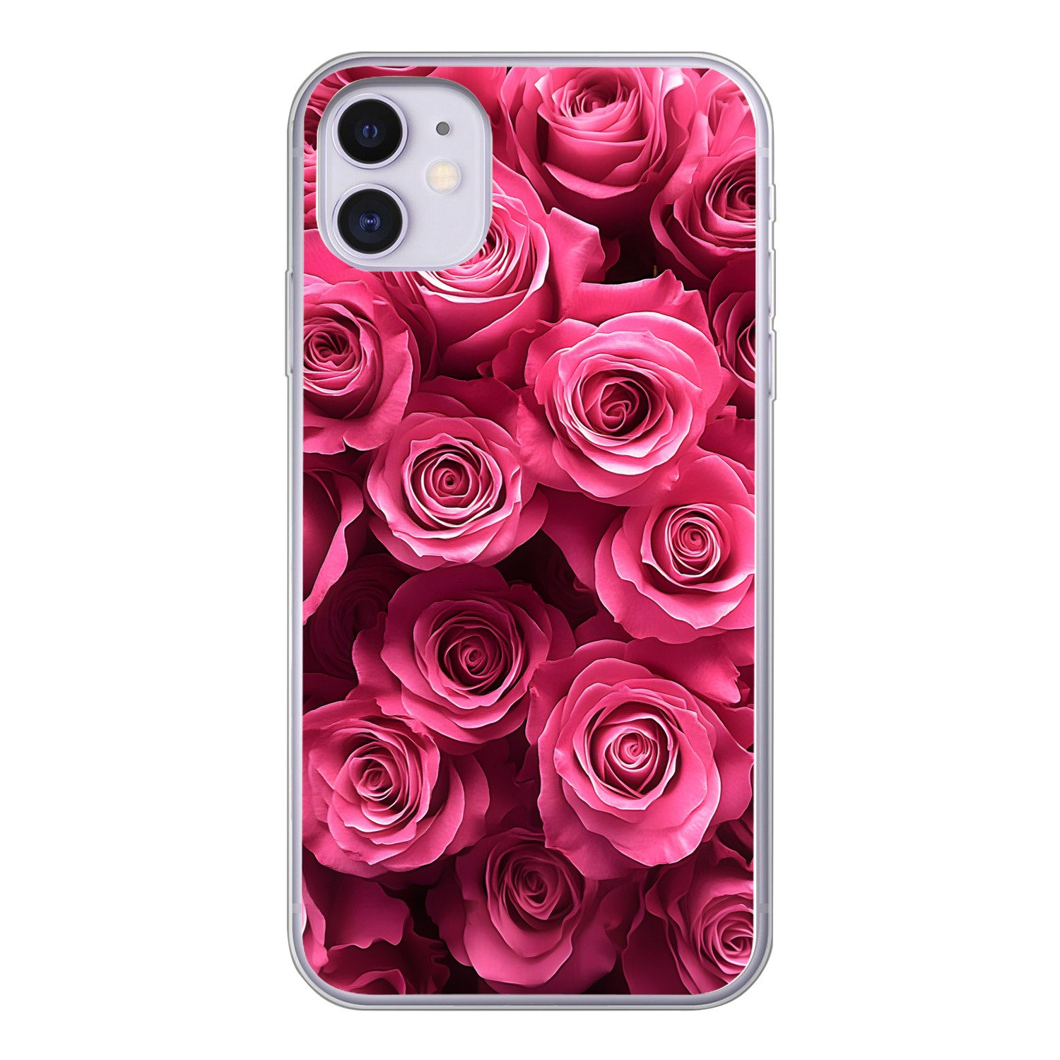 MuchoWow Handyhülle für Apple iPhone 11 Rosen - Rosa - Blume, Smartphone-Bumper, Print, Handy Schutzhülle Dünn