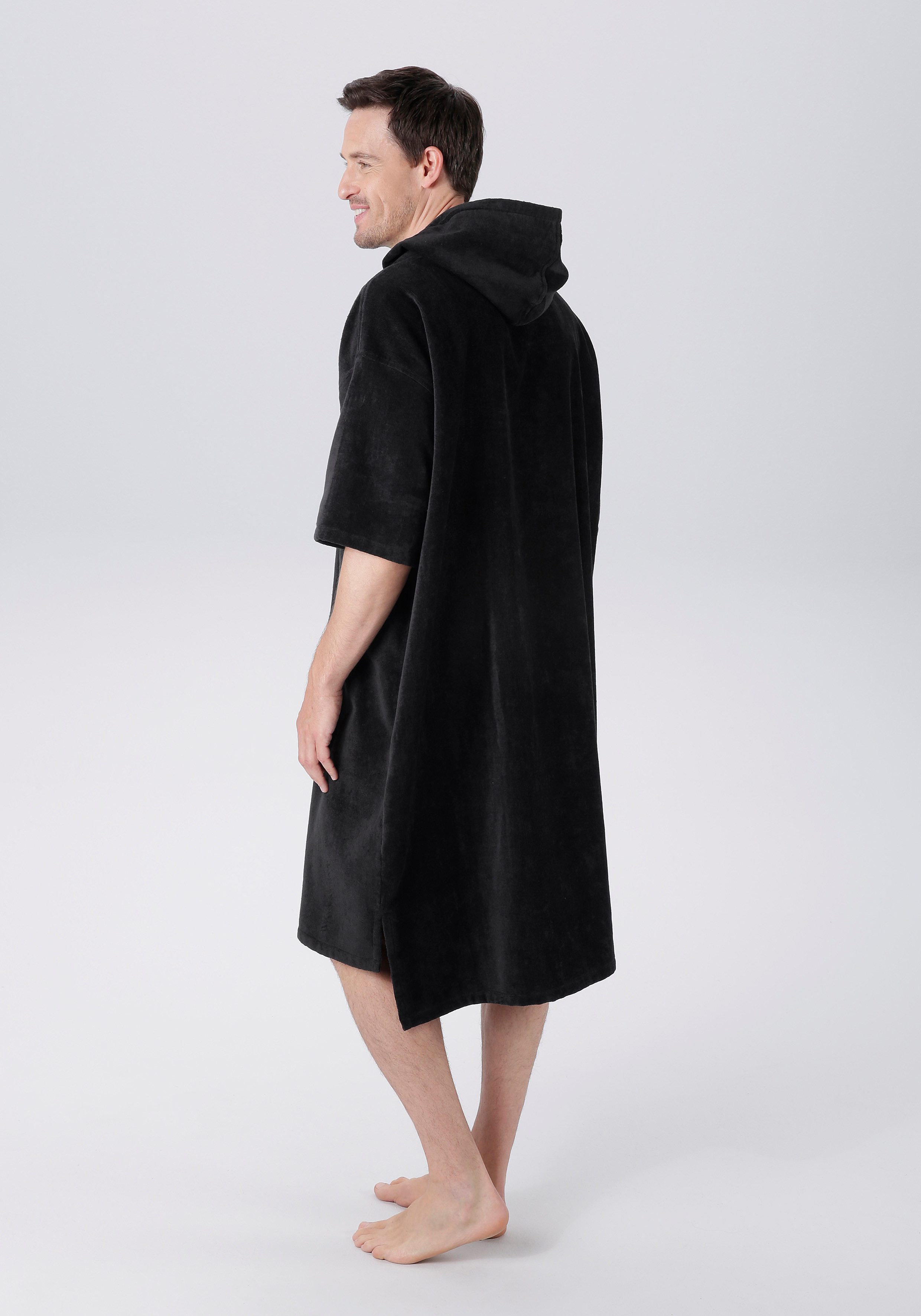 KangaROOS Badeponcho Summer, ideal für Sauna, Spa & im Urlaub, Damen & Herren, Midilänge, Baumwolle, Kapuze, ohne, Surfponcho, mit Bauchtasche, 100% Baumwolle, Frottee