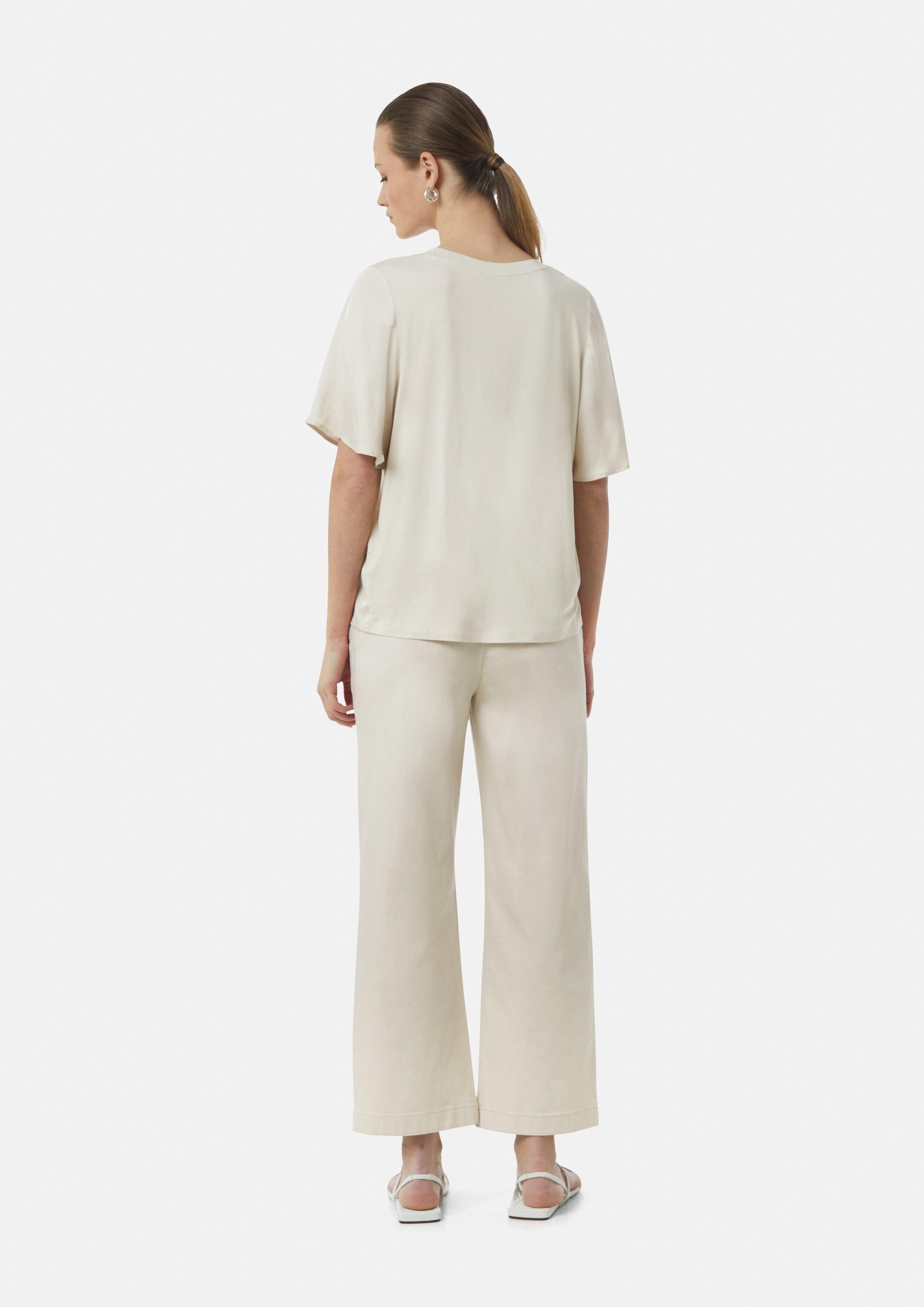 comma Kurzarmshirt T-Shirt Satiniertes Blusenshirt im Relaxed Fit