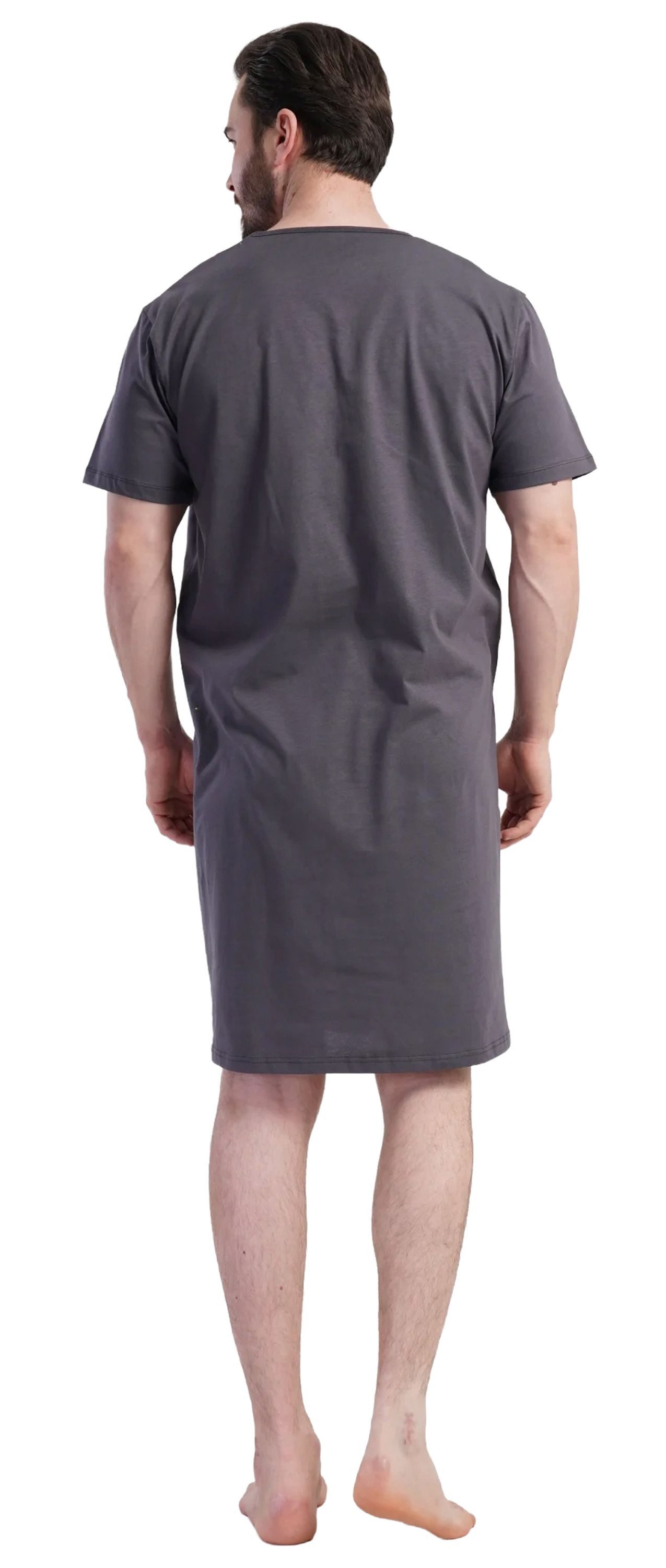 Vienetta Nachthemd Man (Packung, 1-tlg) Herren Schlafanzug Schlafshirt Nachthemd Kurzarm Baumwolle