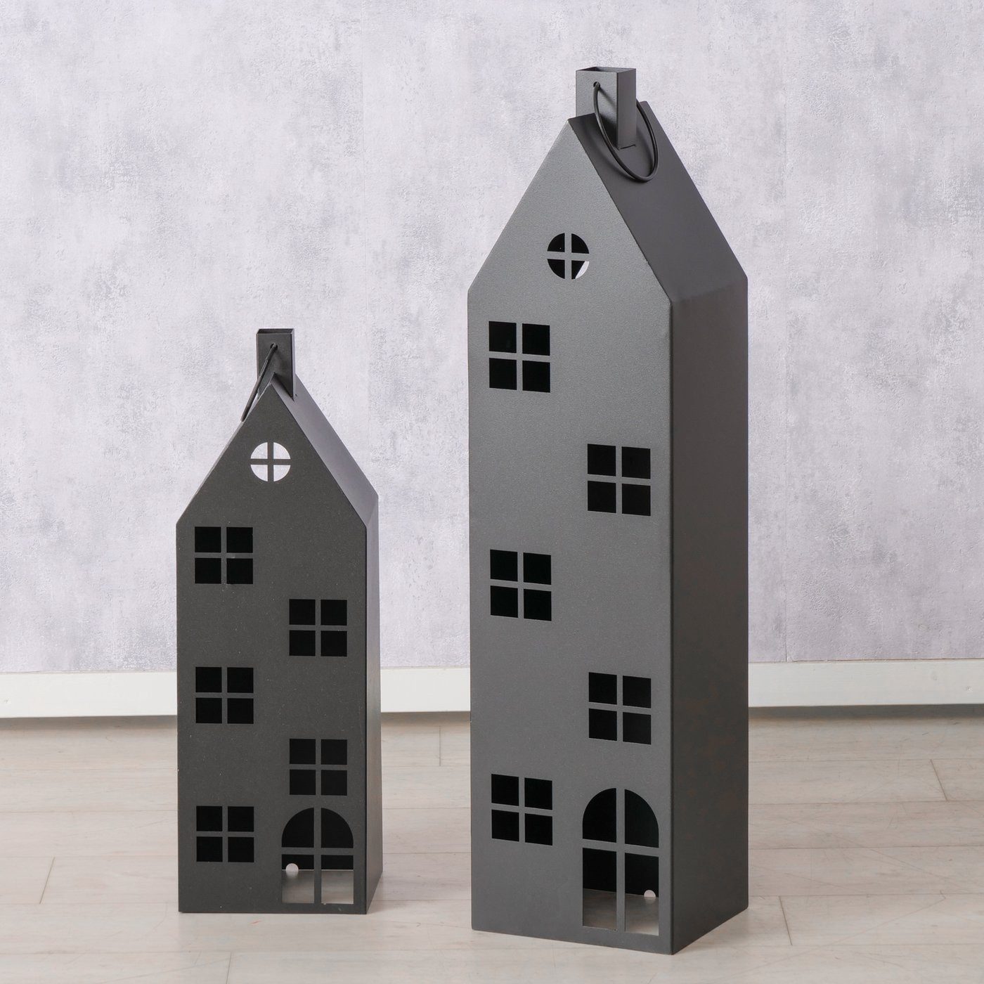 BOLTZE GRUPPE GmbH Kerzenlaterne BOLTZE Alba Laterne Haus schwarz 66-96cm 2 günstig online kaufen