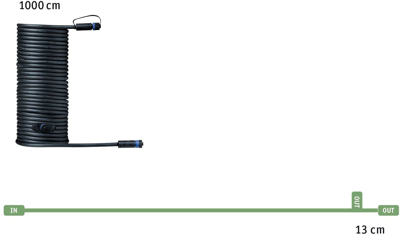 Paulmann Outdoor Plug&Shine 10m IP68 Lampen-Verbindungskabel, (1000 cm), 1 in - 2 out