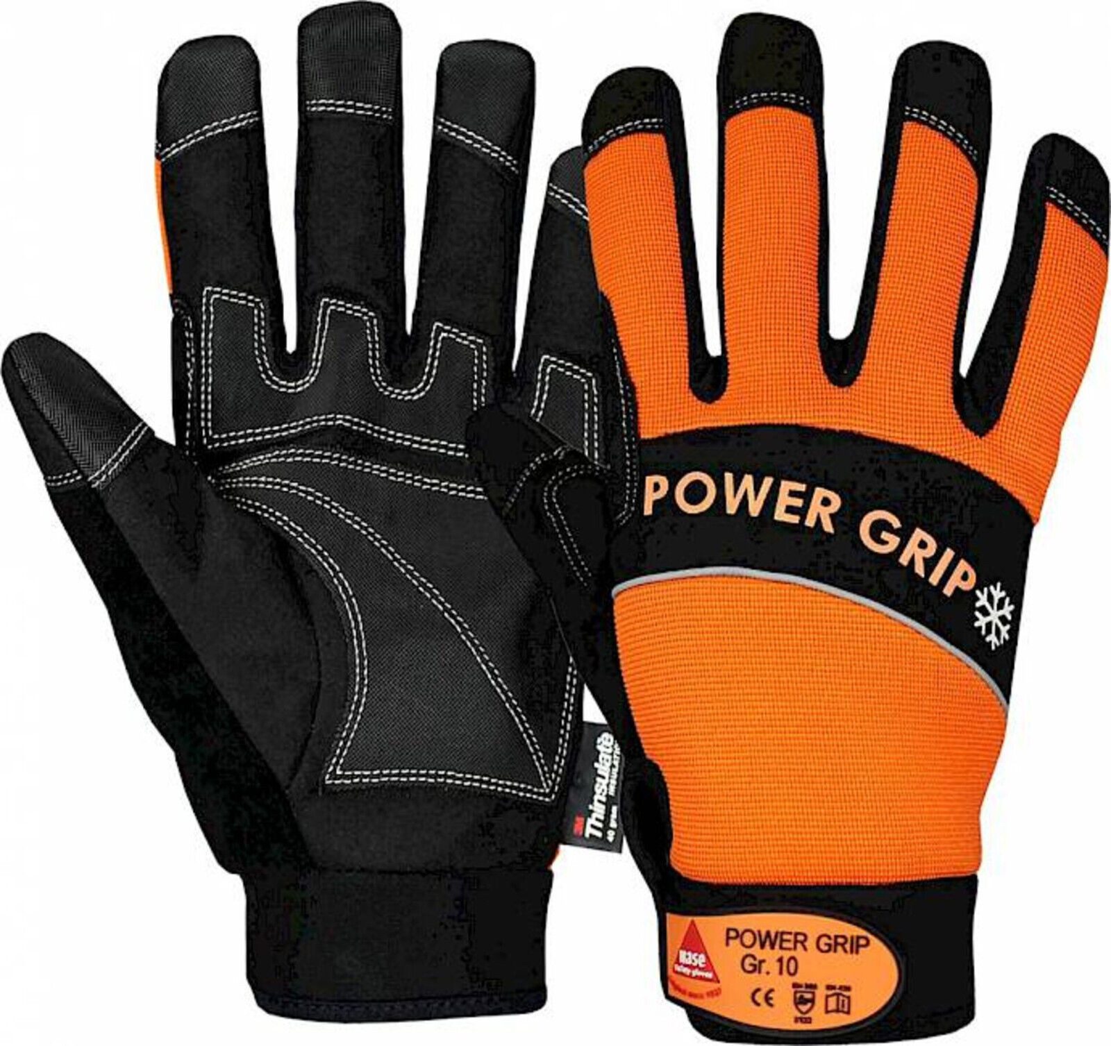Hase Safety Gloves Winter-Arbeitshandschuhe Power Grip Winter Winterhandschuhe Leder mit Pvc 402050 (Packung, 10-St., VPE=10-100 Paar, Gr 9-11) Klettverschluss/Synthetik-Leder