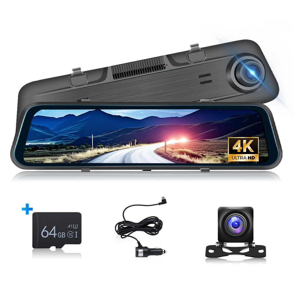 12 Zoll 4K Auto Dual Lens WIF Touch HD Rückspiegel Auto Recorder Dashcam