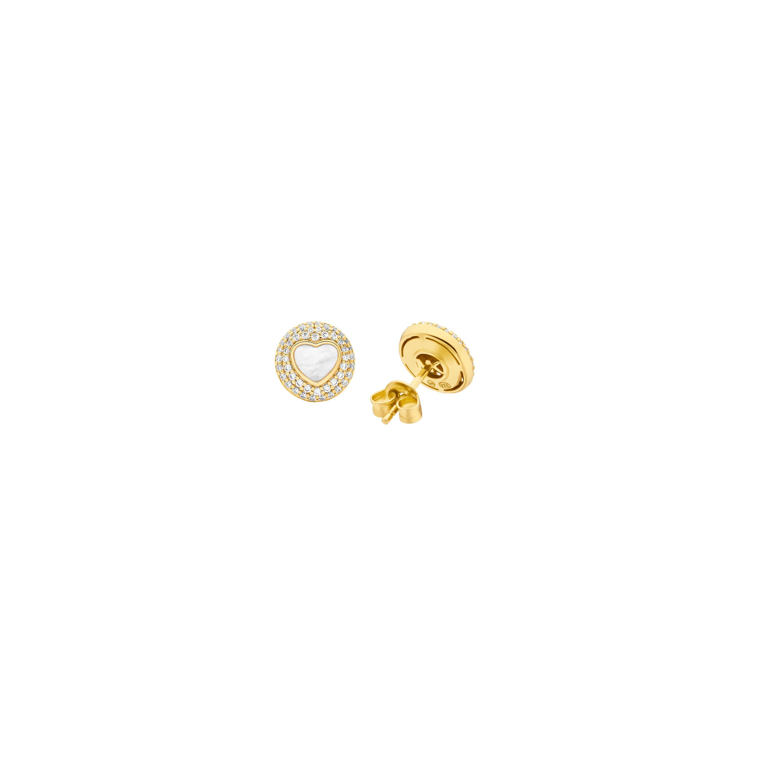 MICHAEL KORS Paar Ohrstecker Schmuck Geschenk Silber 925 Ohrringe Herz Premium, mit Zirkonia (synth) - mit Perlmutt