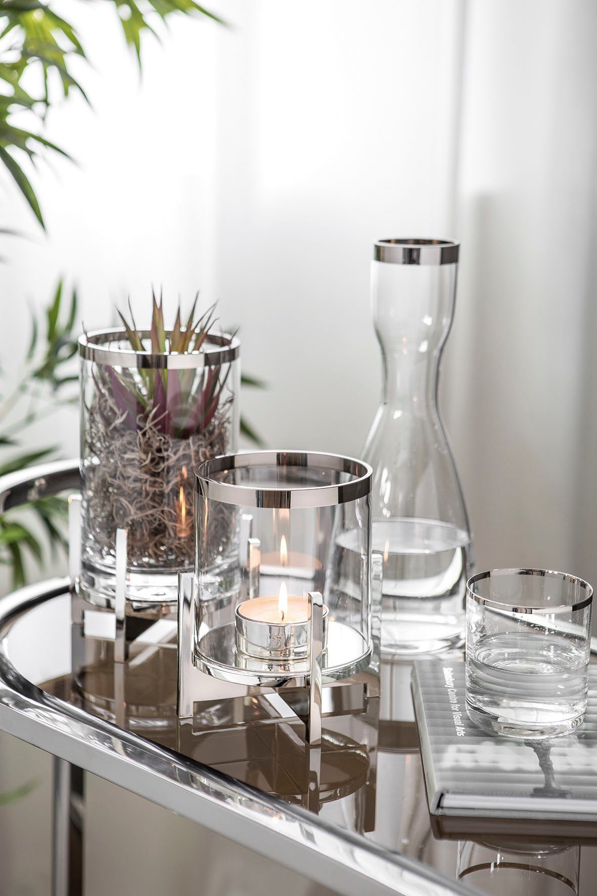 Vase mit Figur silberfarben (1 und eine Fink Windlicht CHARLES, St), als Platinumrand auch gute macht Glaszylinder
