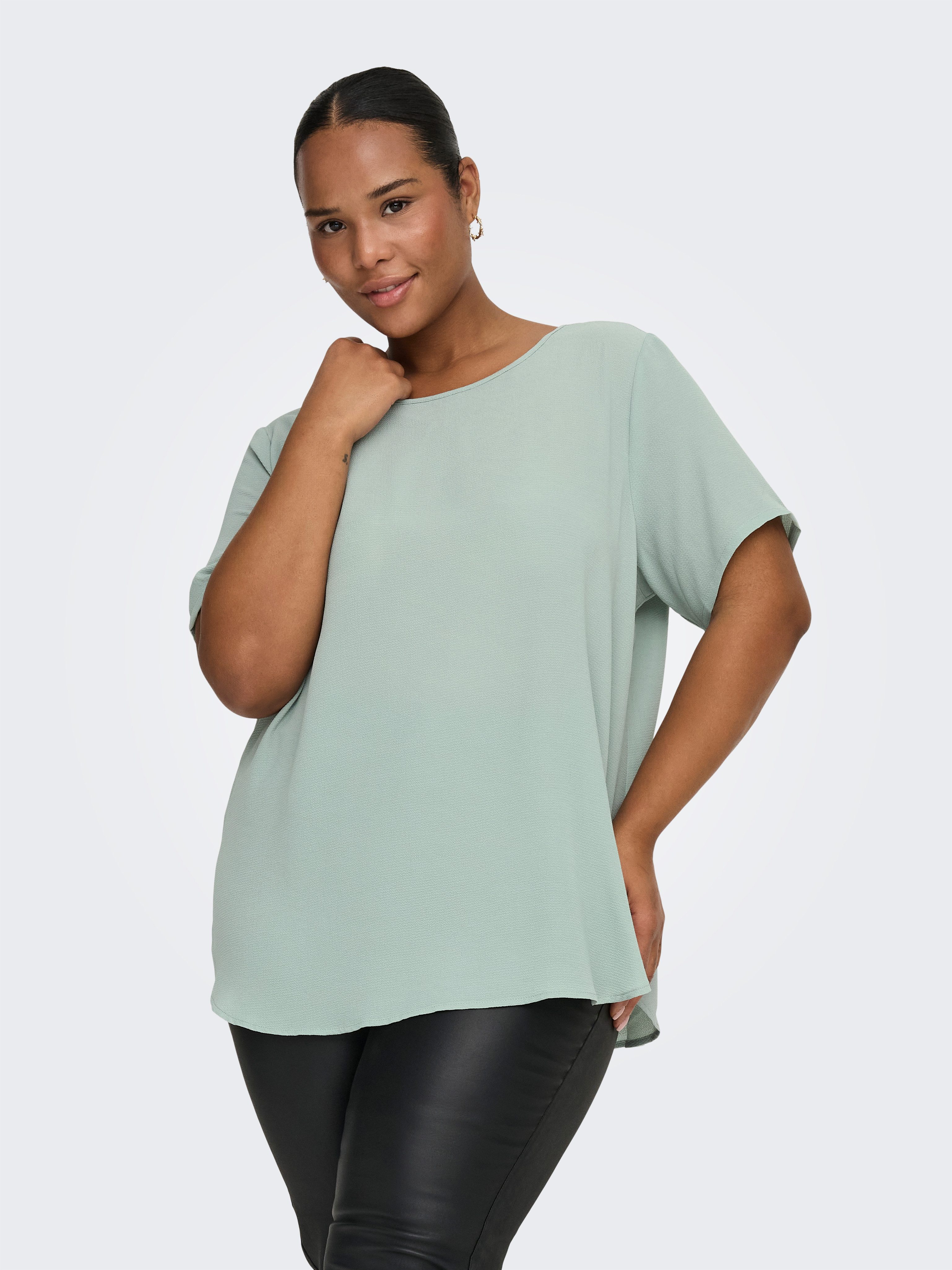 ONLY CARMAKOMA Shirtbluse CARVICA SS TOP WVN NOOS Materialmix, regular fit