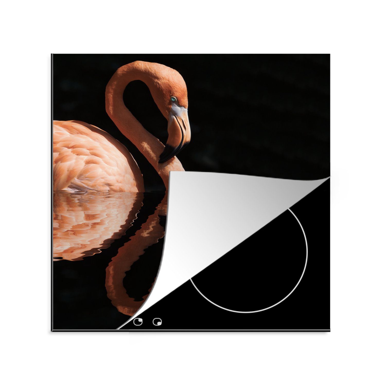 Flamingo cm, - tlg), für - Ceranfeldabdeckung, Arbeitsplatte Herdblende-/Abdeckplatte (1 küche Wasser Spiegelung, Vinyl, MuchoWow 78x78