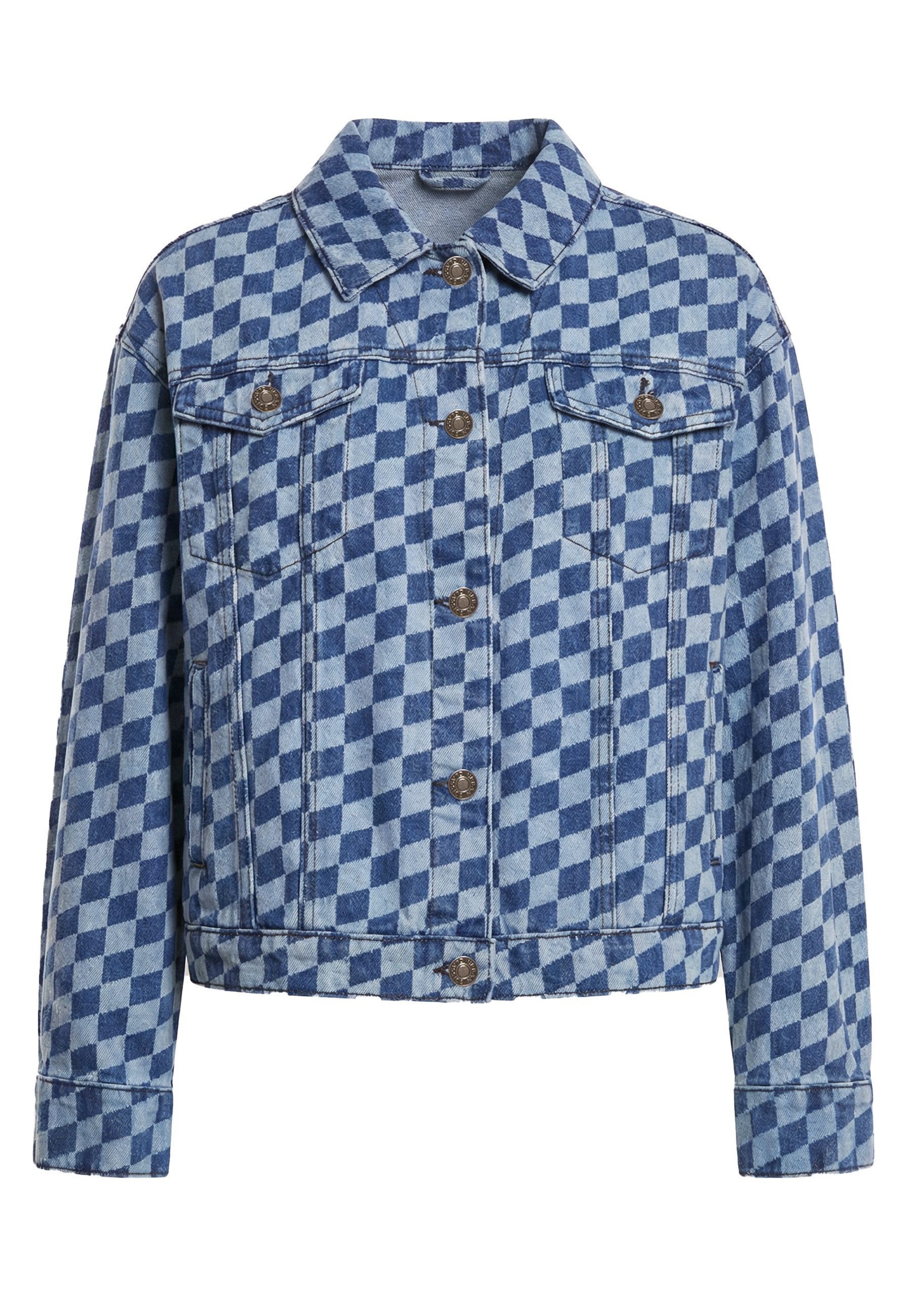 URBAN CLASSICS Jeansjacke Urban Classics Ladies 80‘s Oversized Laser Printed Denim Jacket (1-St)