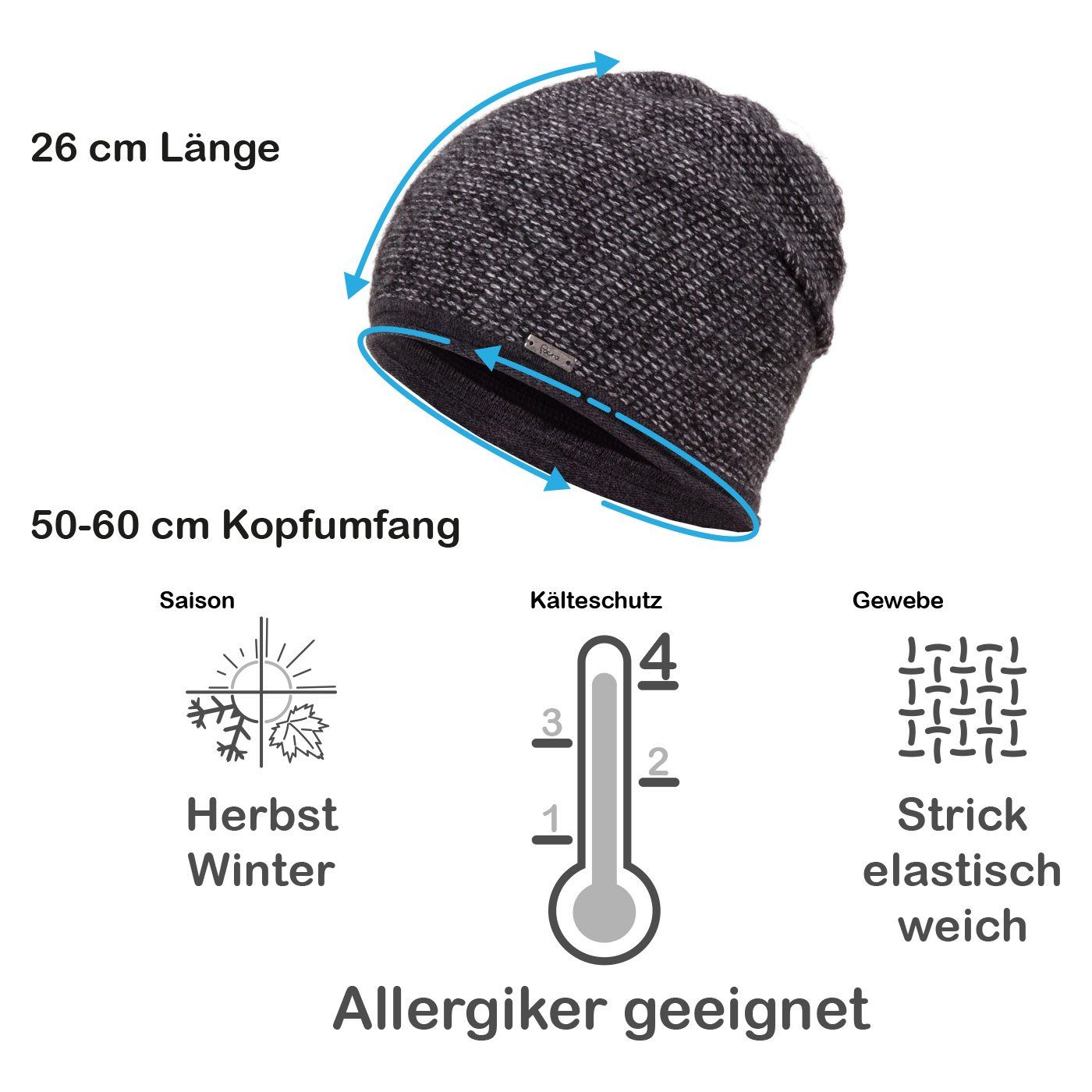 Faera Strickmütze Wintermütze Damen Herren Mütze Beanie Haube gefüttert Damenmütze