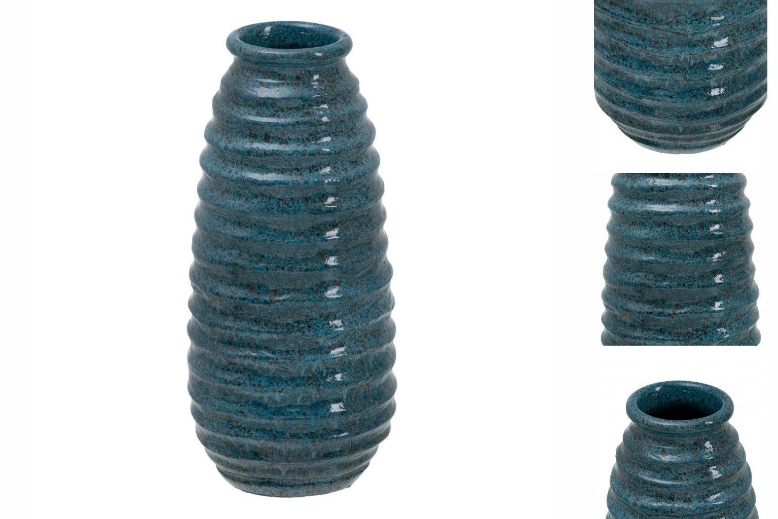Bigbuy Dekovase Vase Blau aus Keramik 16 x 16 x 40 cm | Dekovasen