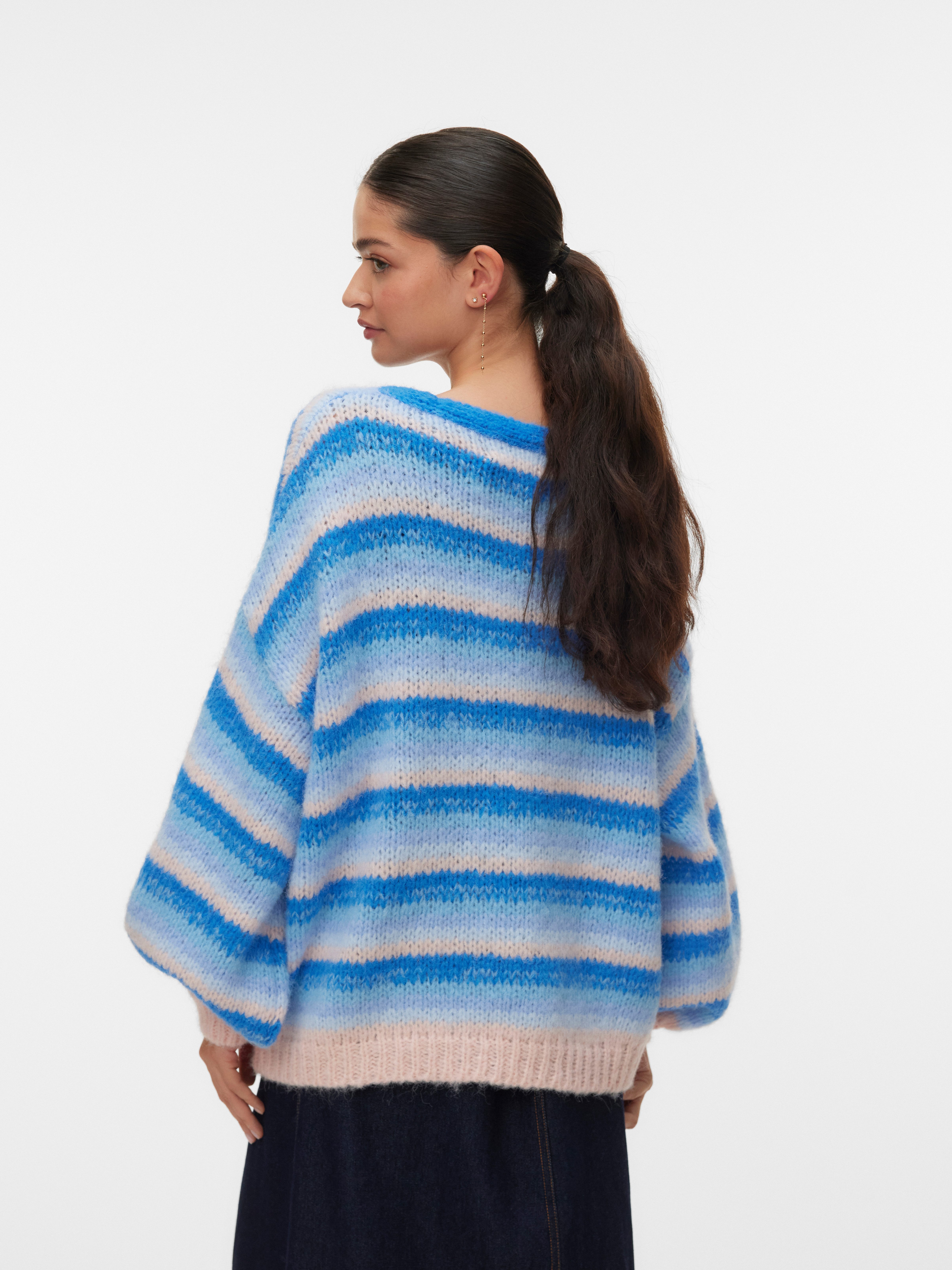 Vero Moda Strickjacke VMMAYBE STRIPE LS OPEN CARDIGAN NOOS Kunstfaser, loose fit