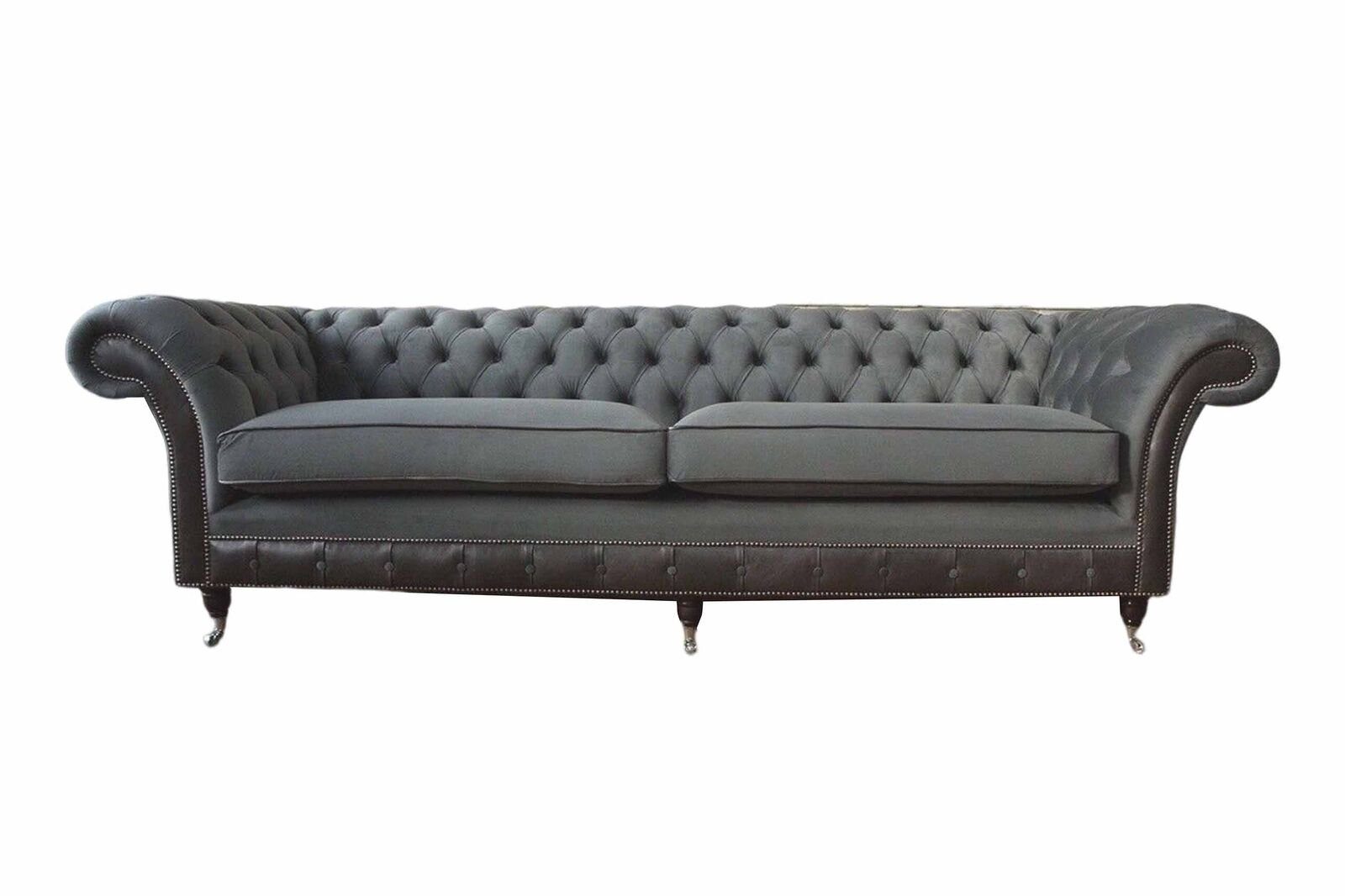 JVmoebel Sofa Design Couch Luxus Polstersofas Sofa 4 Sitzer Chesterfield Luxus Grau, Made in Europe