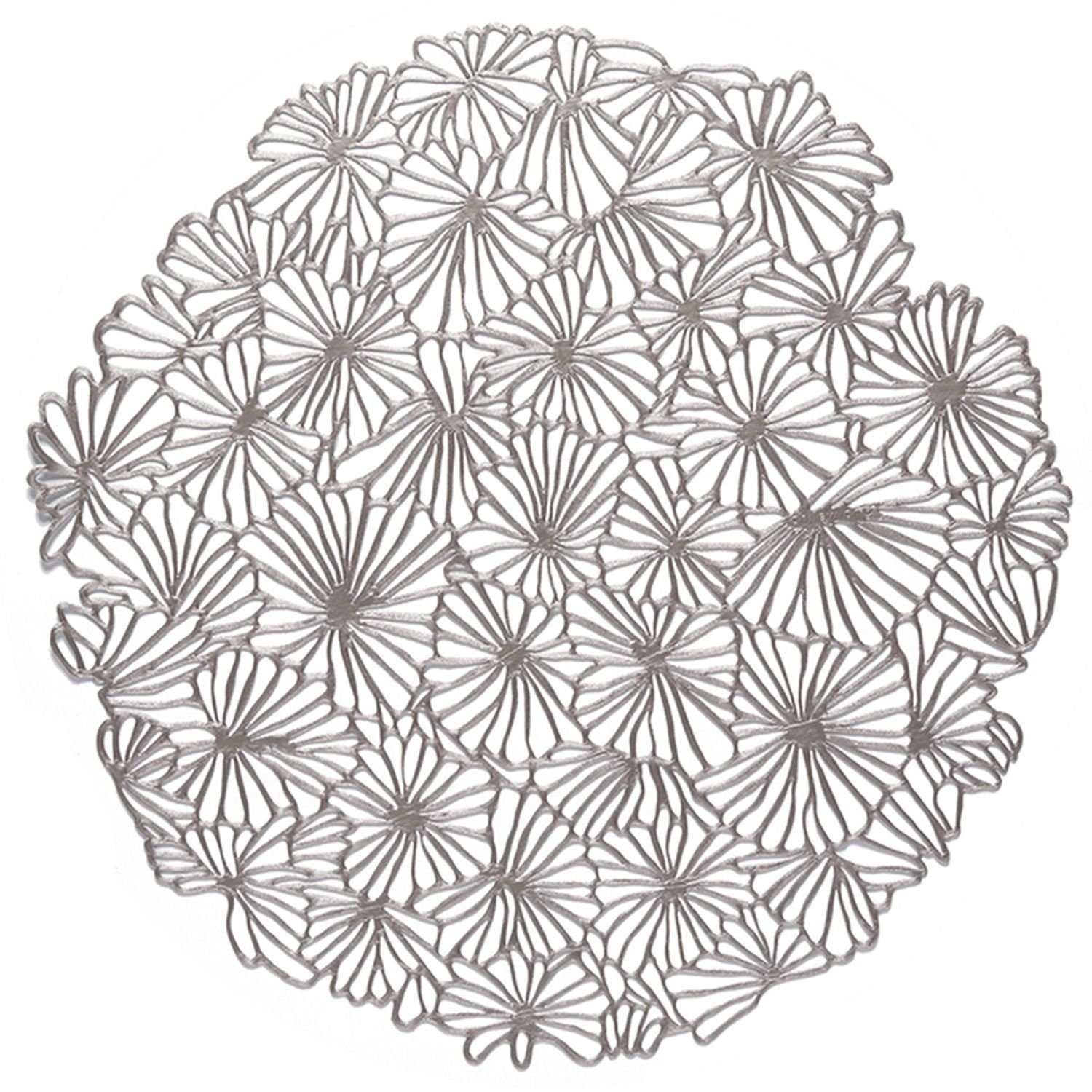 Chilewich Platzset Pressed Vinyl Daisy Round Gunmetal, (1-St)