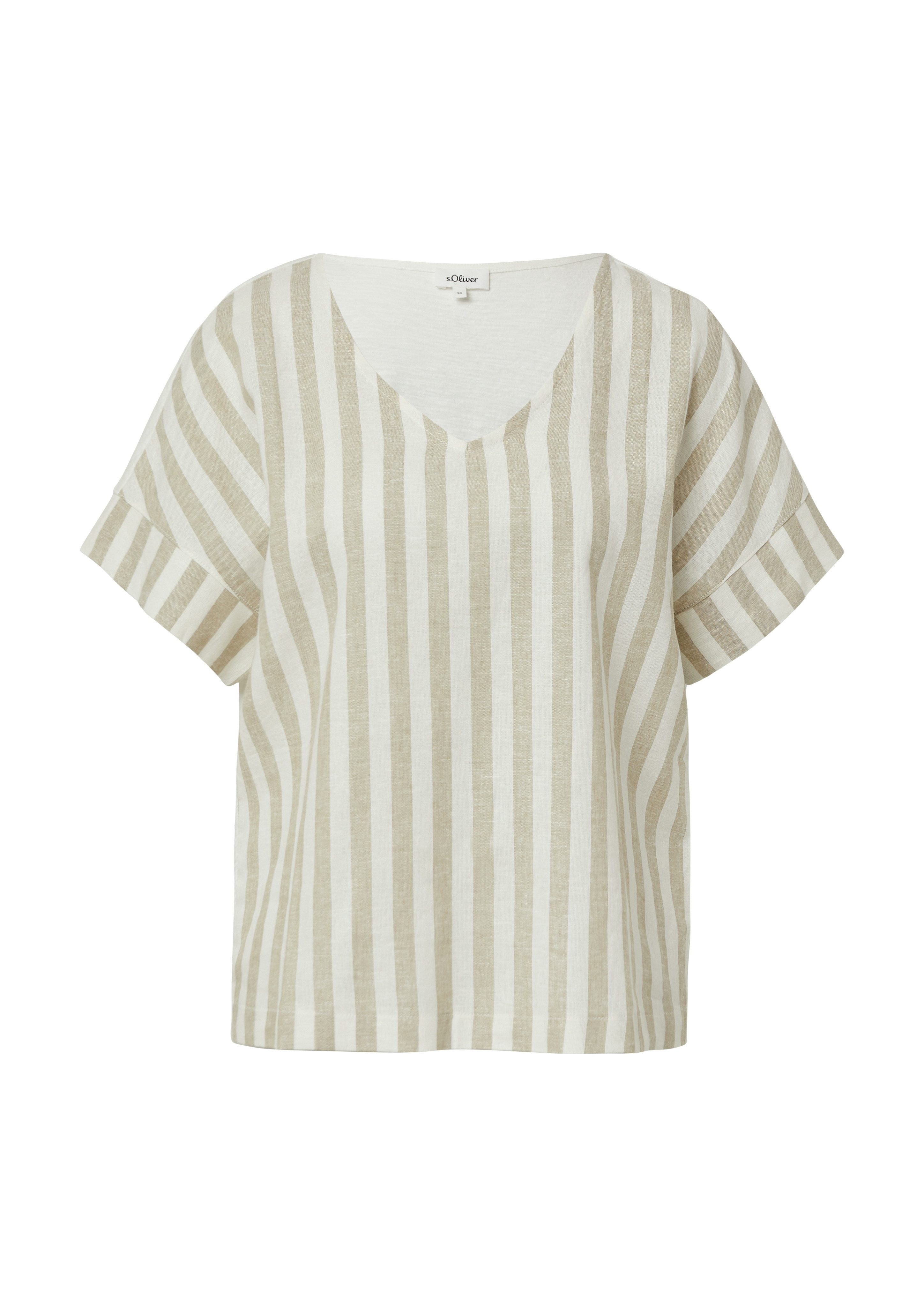 s.Oliver T-Shirt Sommershirt / Streifen-Muster / V-Ausschnitt