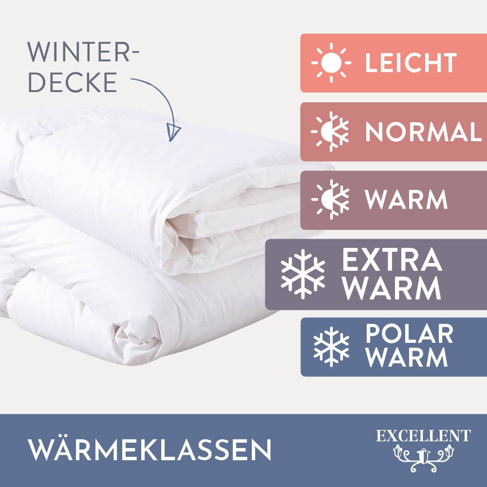 Excellent Daunenbettdecke Zürich, Bettdecke normal mit Bestnote "Hoher Schlafkomfort" bewertet., Füllung: 100% Daunen, Bezug: 100% Baumwolle, Bettdecke 135x200 cm, 155x220cm und weitere Größen, Made in Germany