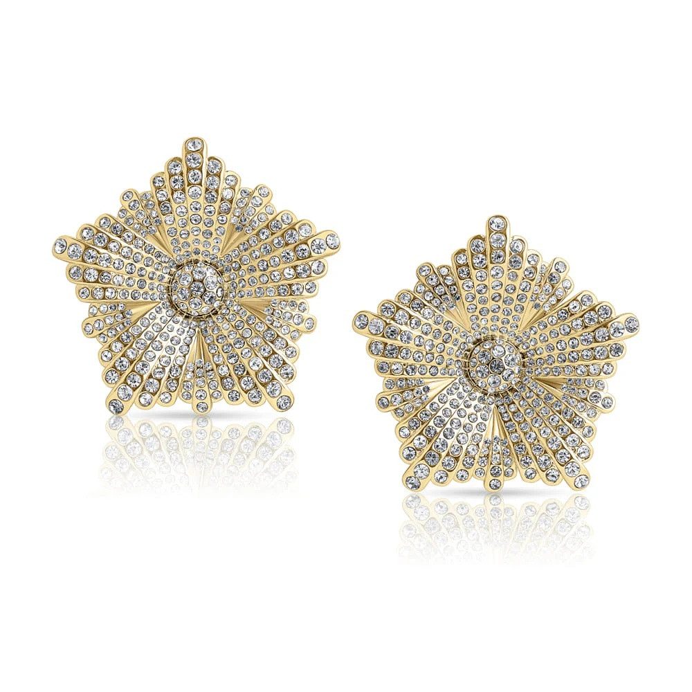 CLASSYANDFABULOUS Jewelry Ohrring-Set Peony Crystal Oversize Earrings - Gold