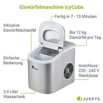Juskys Eiswürfelmaschine IcyCube, 12 kg in 24 h, großer Wassertank