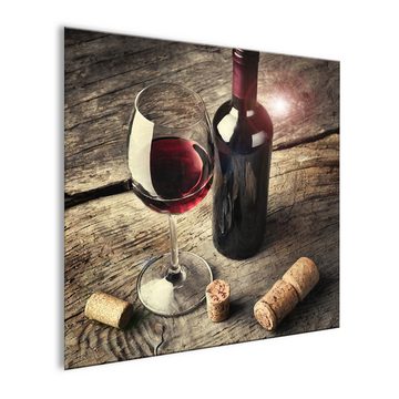 artissimo Glasbild Glasbild 30x30cm Bild Küche Küchenbild Esszimmer vintage braun rot, Essen und Trinken: Wein I