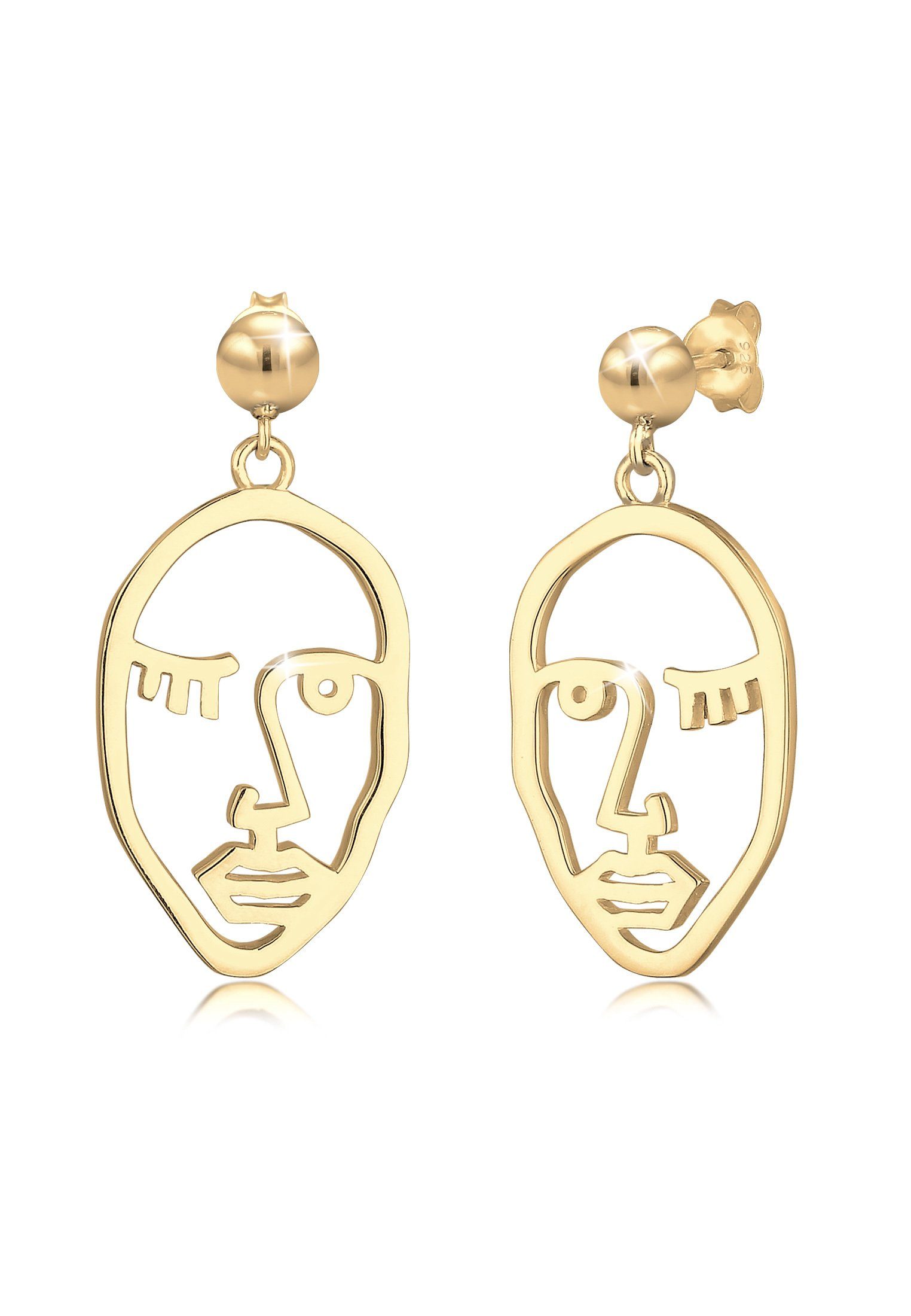 Elli Paar Ohrhänger Ohrhänger Gesicht Design Blogger Trend 925 Silber Gold